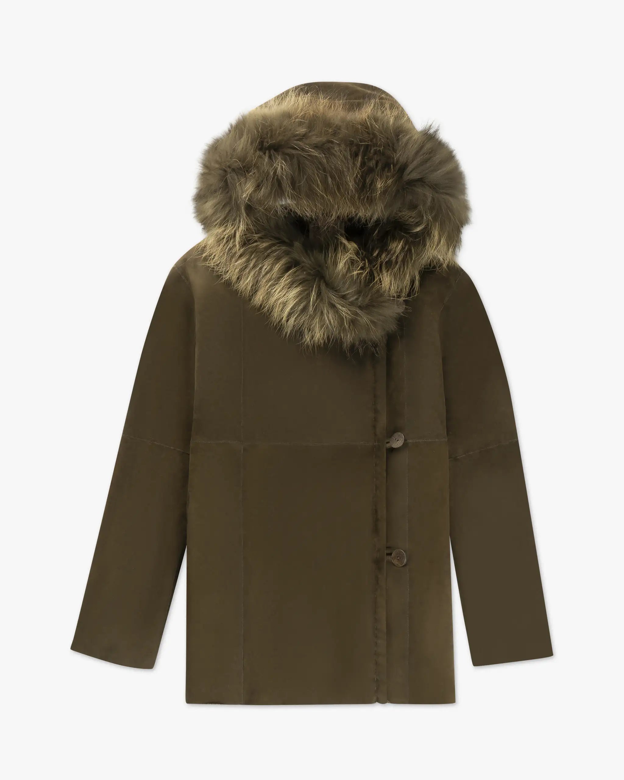 Parka aus Lammleder mit Strickbesatz von Nigel Preston