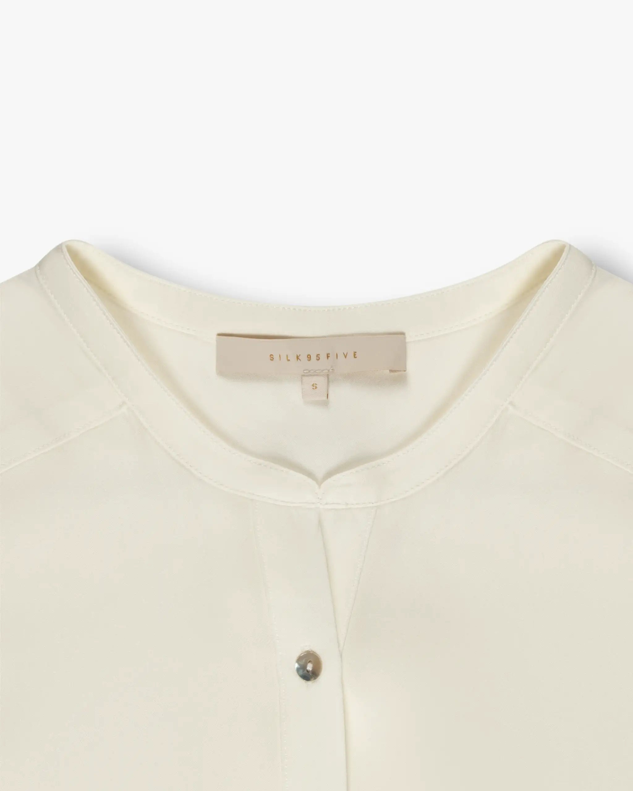 Novelle White Silk Shirt without Collar by Silk95 