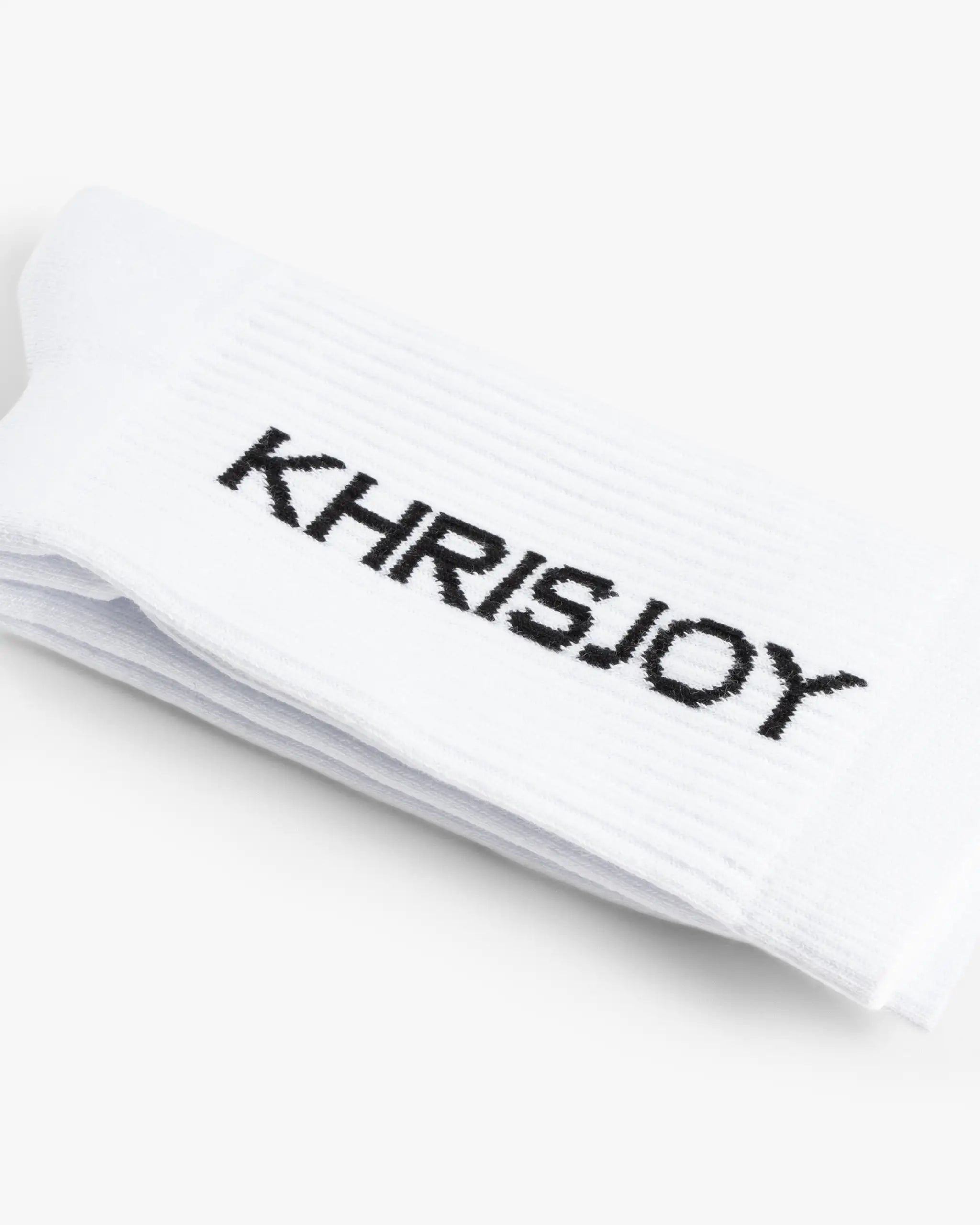 Weiß-Schwarze Khrisjoy Logo Socken von Khrisjoy