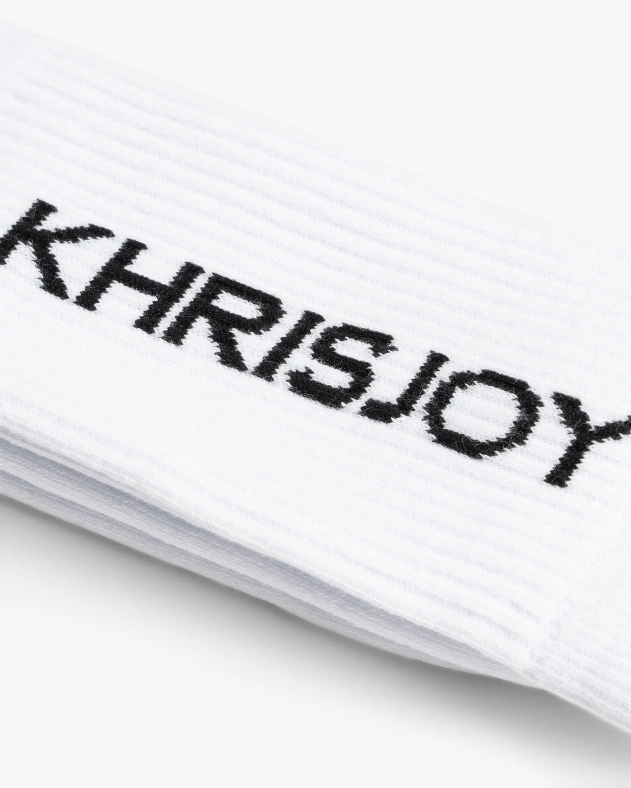 Weiß-Schwarze Khrisjoy Logo Socken von Khrisjoy