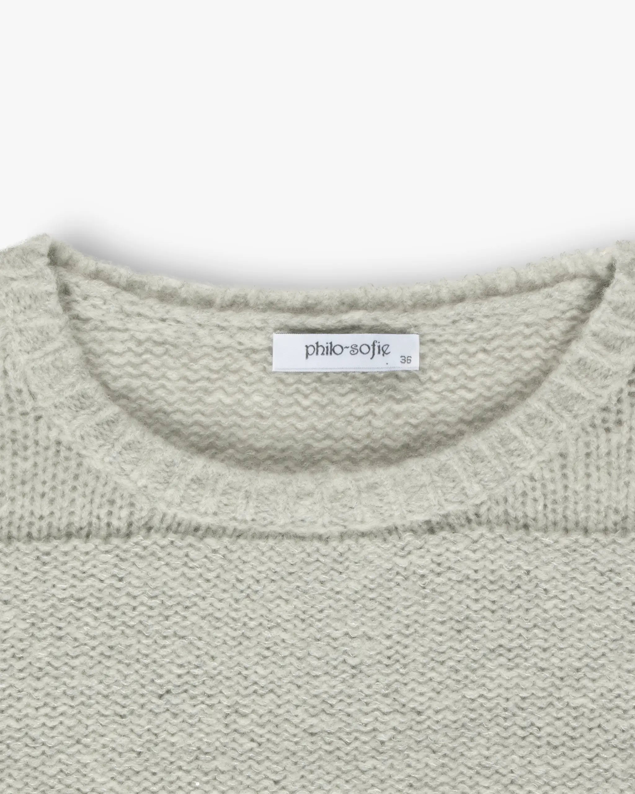 Silberner Boxy Left Right Strickpullover von Philo Sofie