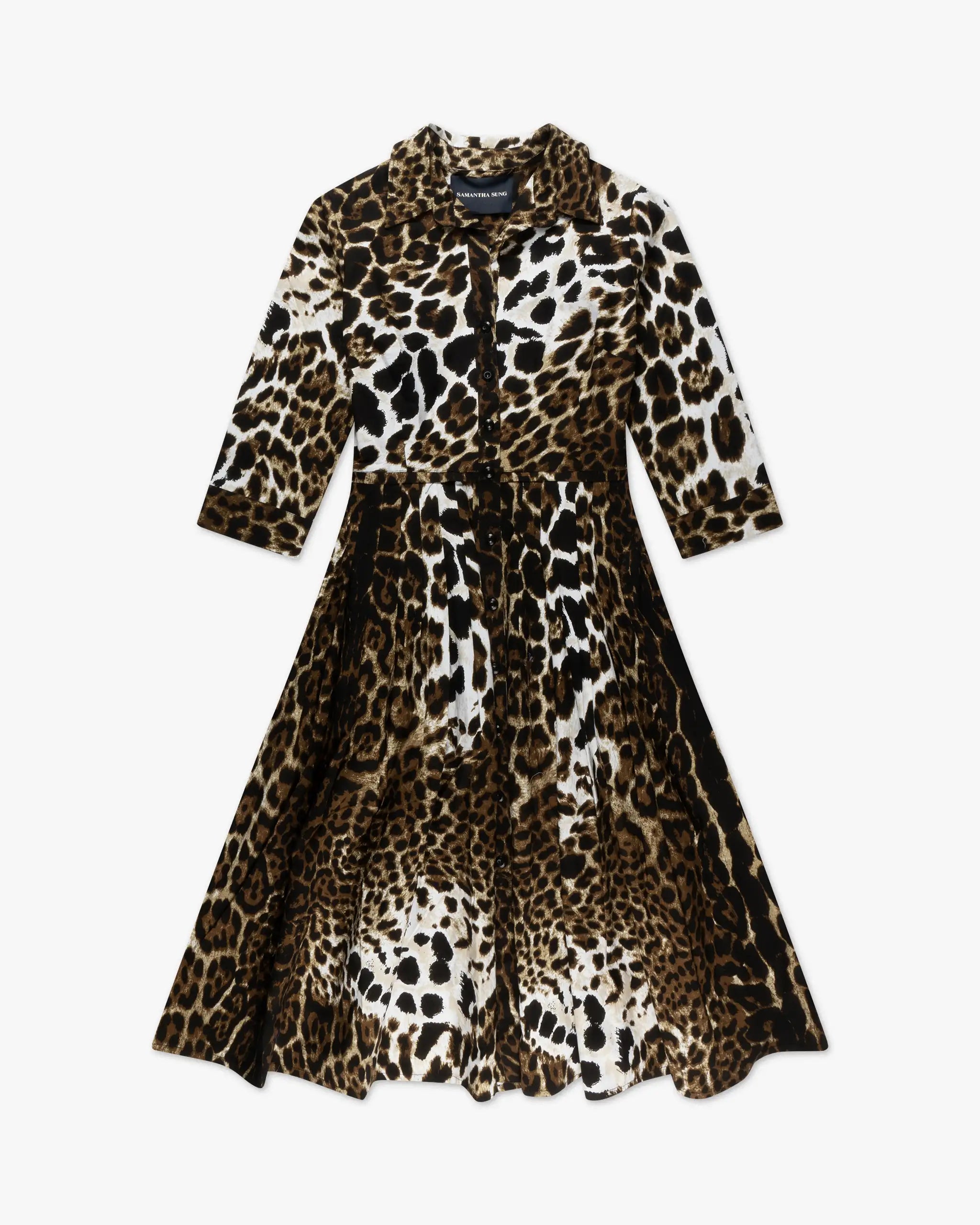 Camel-weißes Colombo Leopard Audrey Dress von Samantha Sung