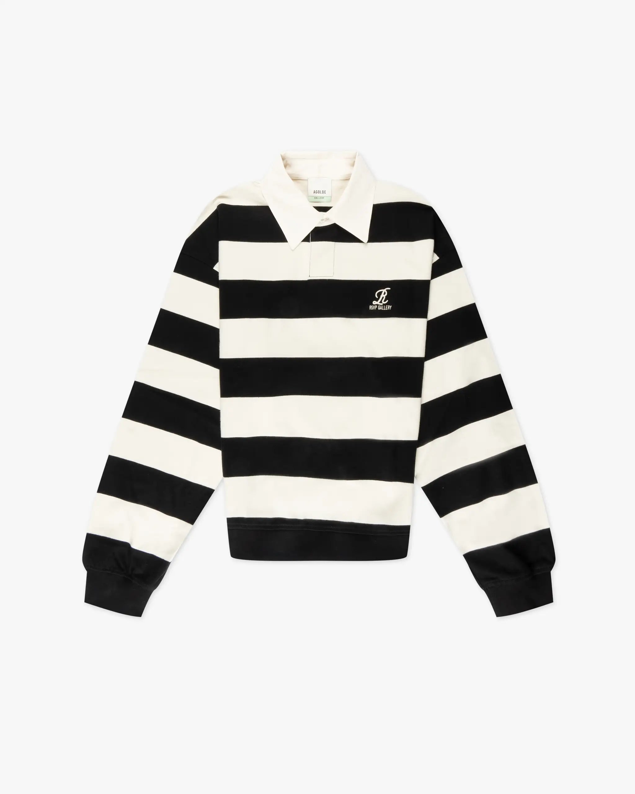 Black Cream Rugby Style Long Sleeve Top by Agolde 