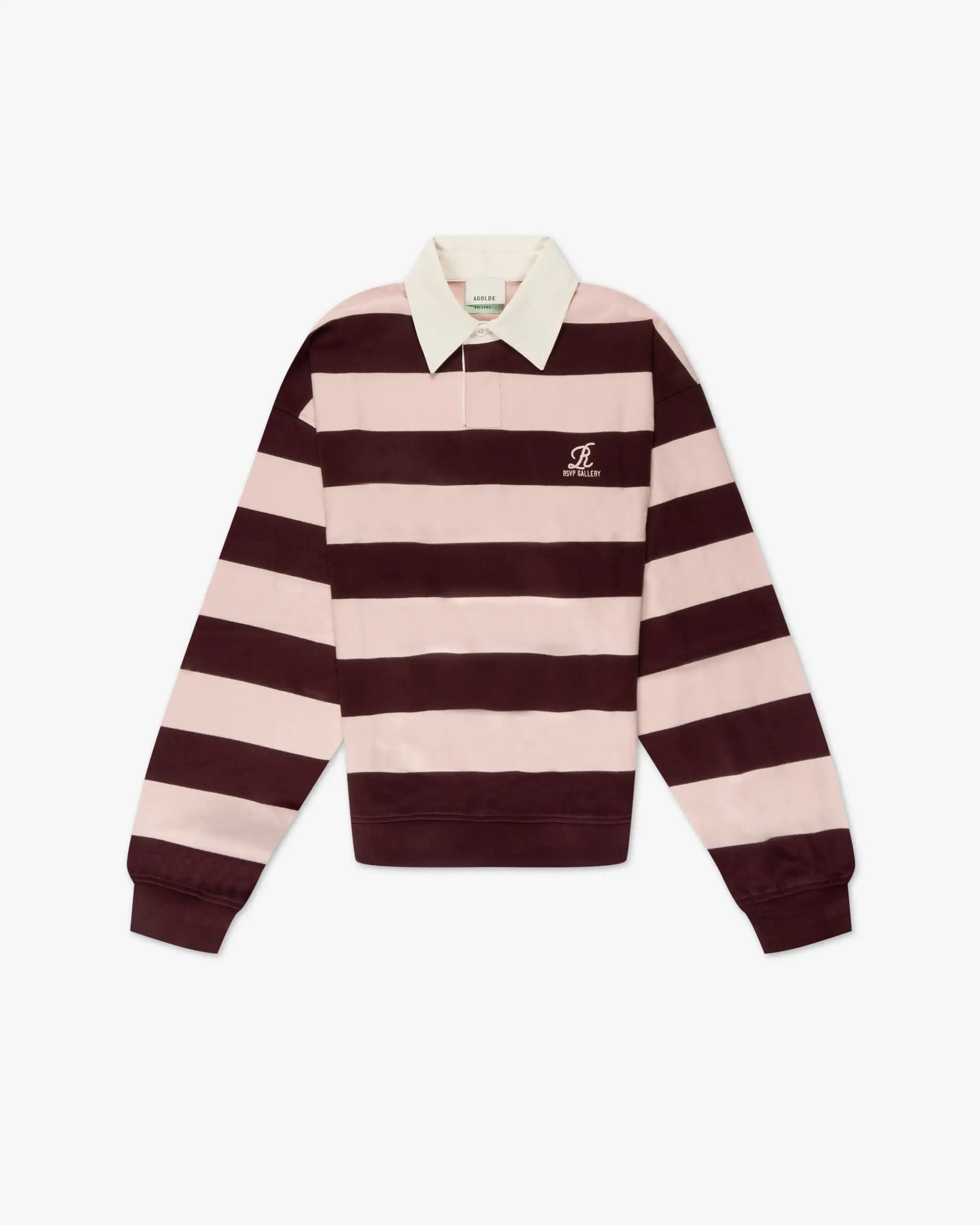 Pink Burgundy Rugby Style Long Sleeve Top by Agolde 