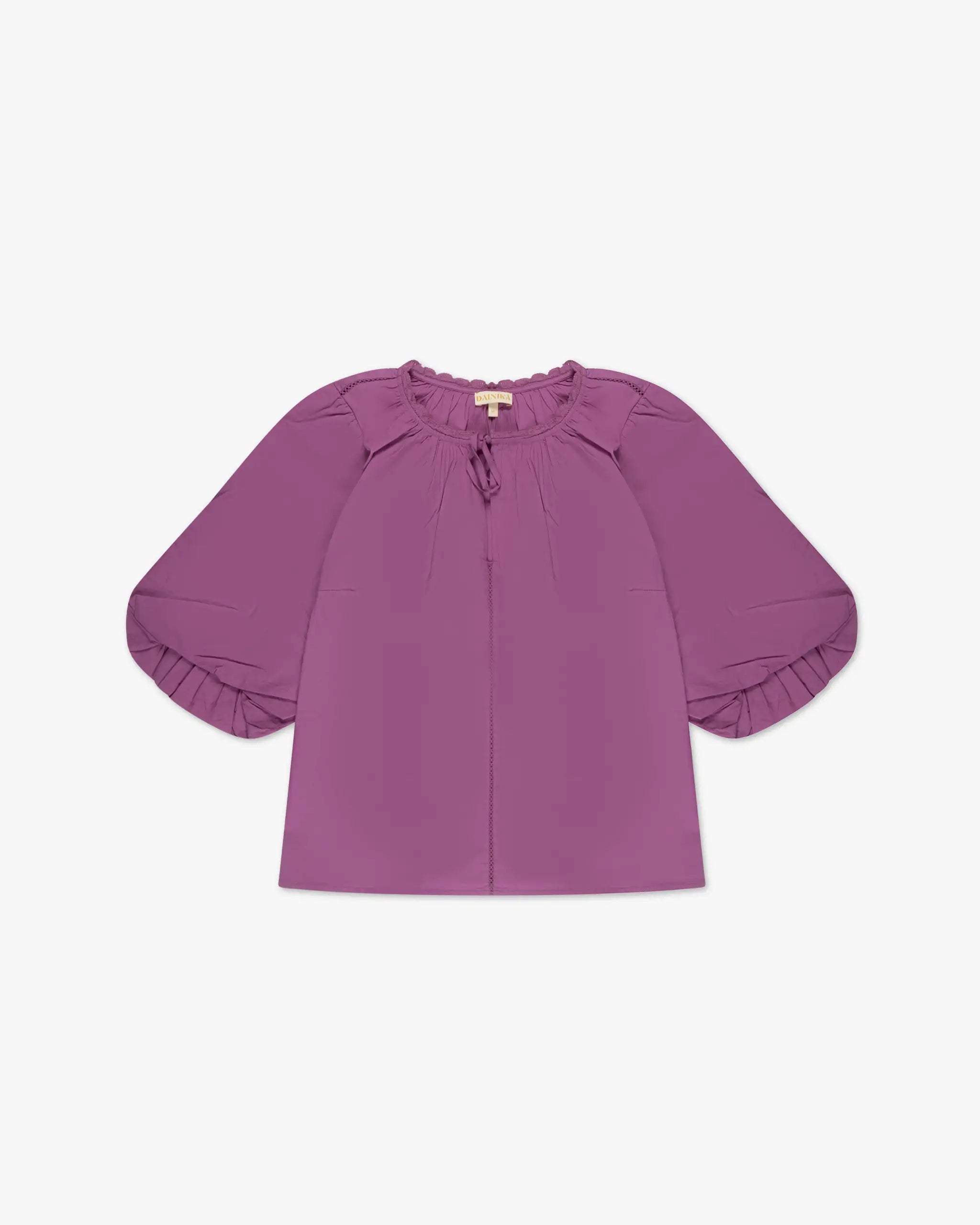 Orchid-colored Romantic Blouse with Wide Sleeves by Dainika