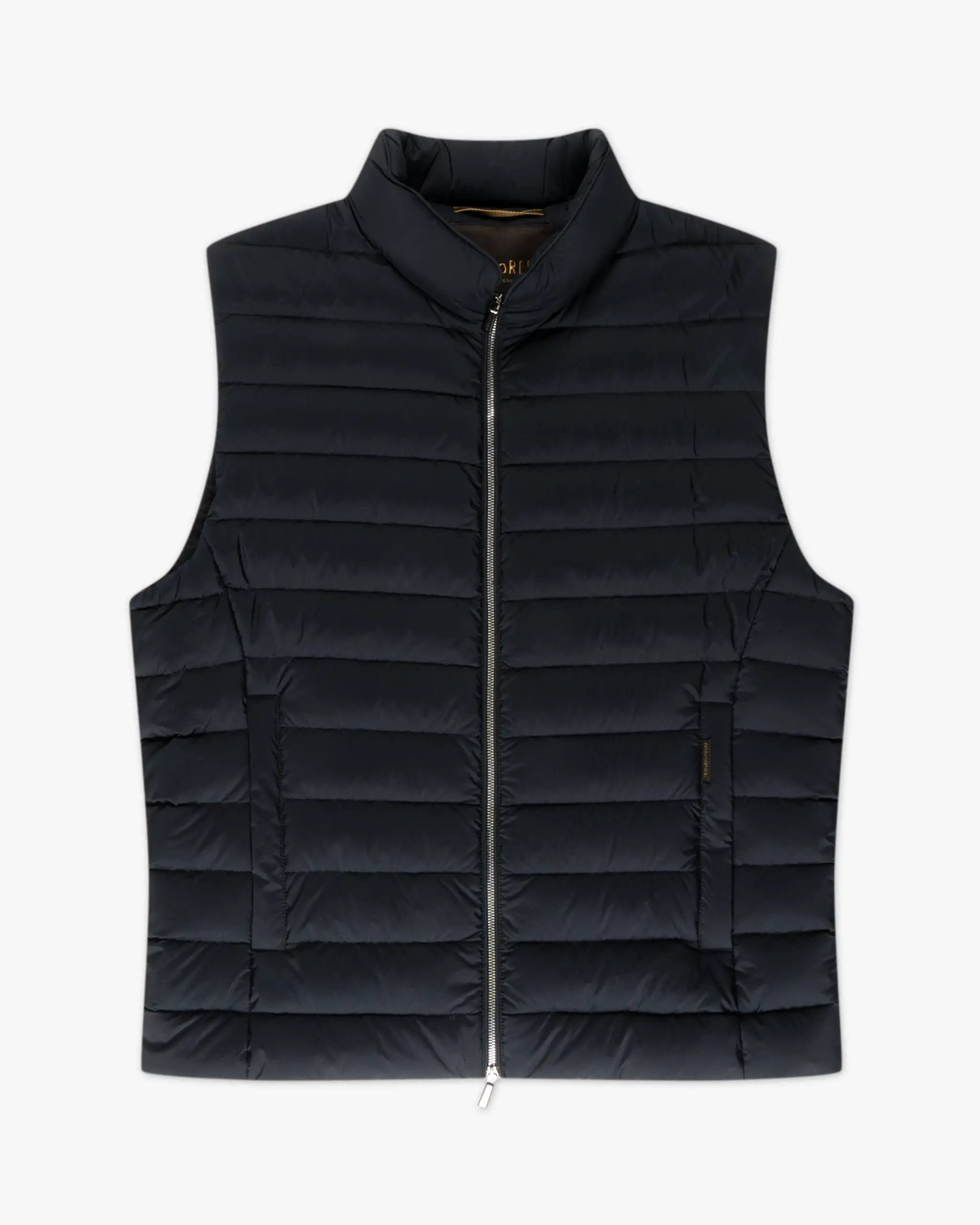 Dark blue stretch eider down vest from Moorer 