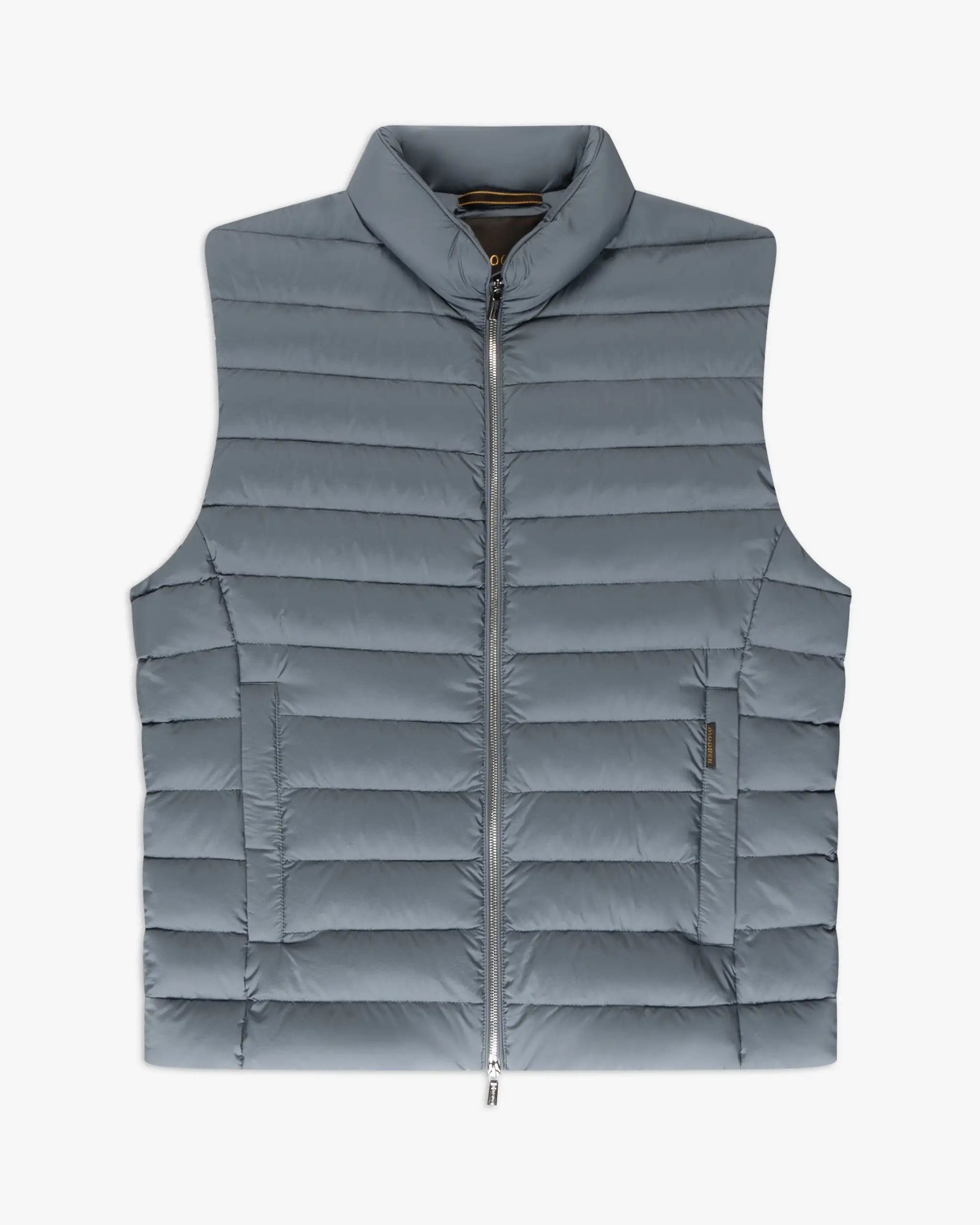 Chambray Blue Stretch Eider Down Vest by Moorer 