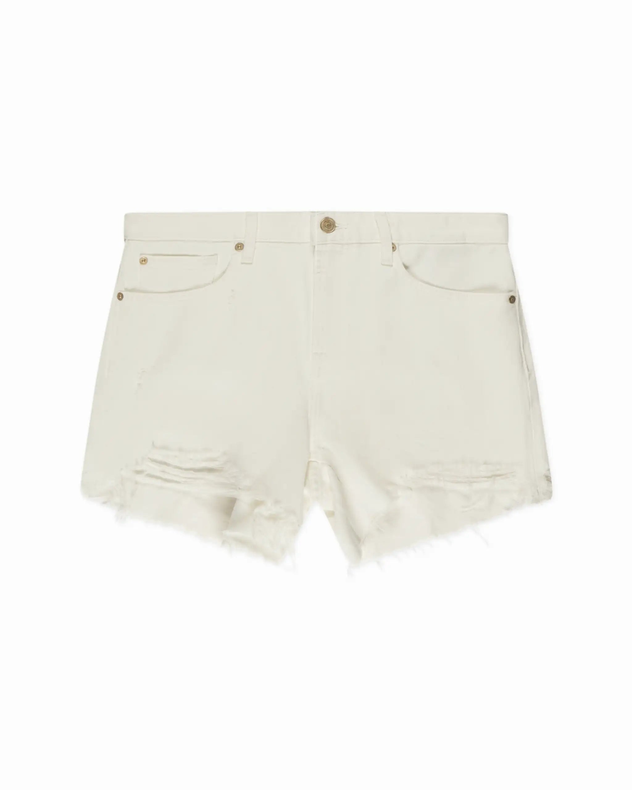 Weiße Monroe Long Distressed Shorts von 7 for All Mankind