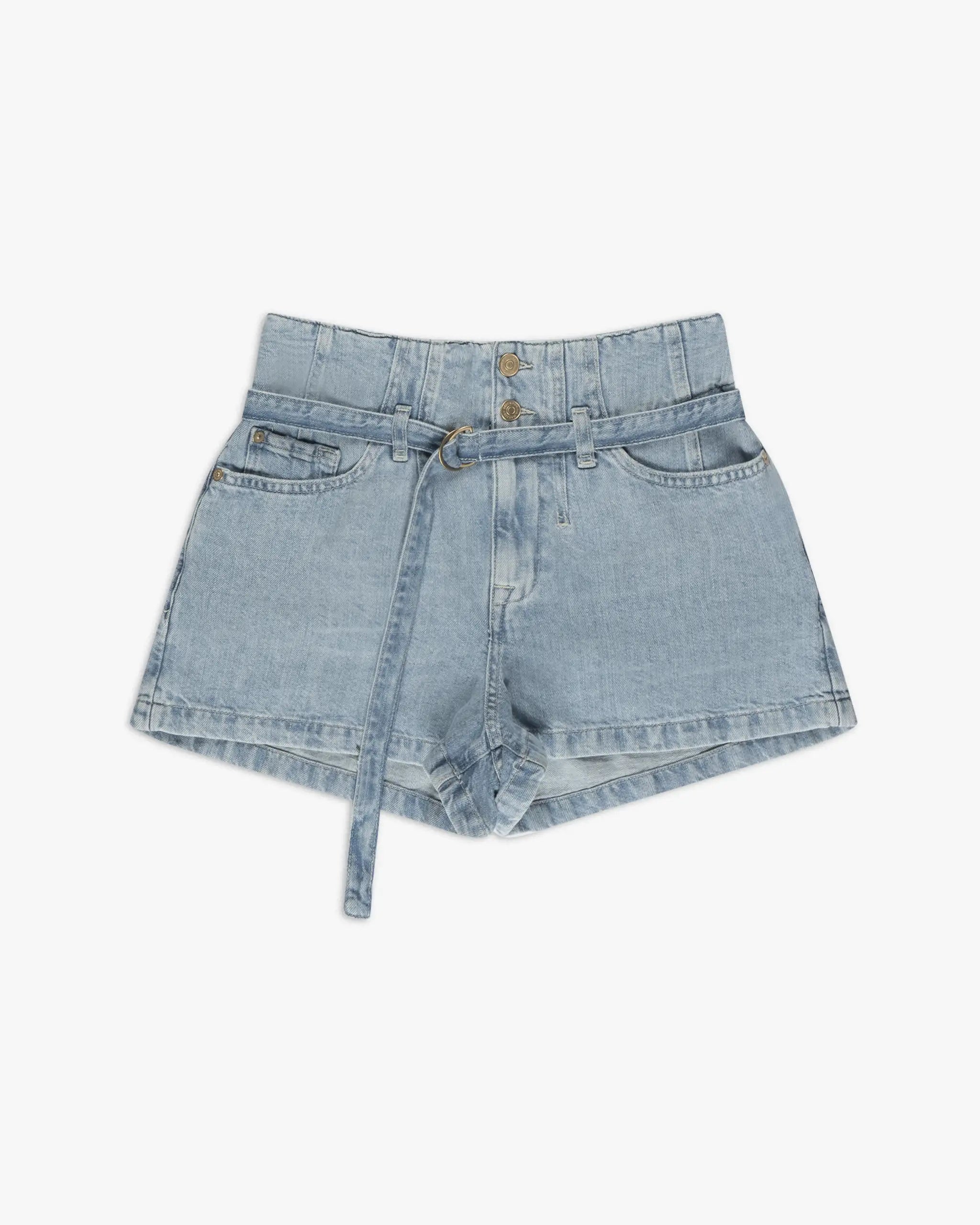 Kansas Blaue Gürtel Baumwoll Leinen Shorts ohne Stretch von 7 for All Mankind