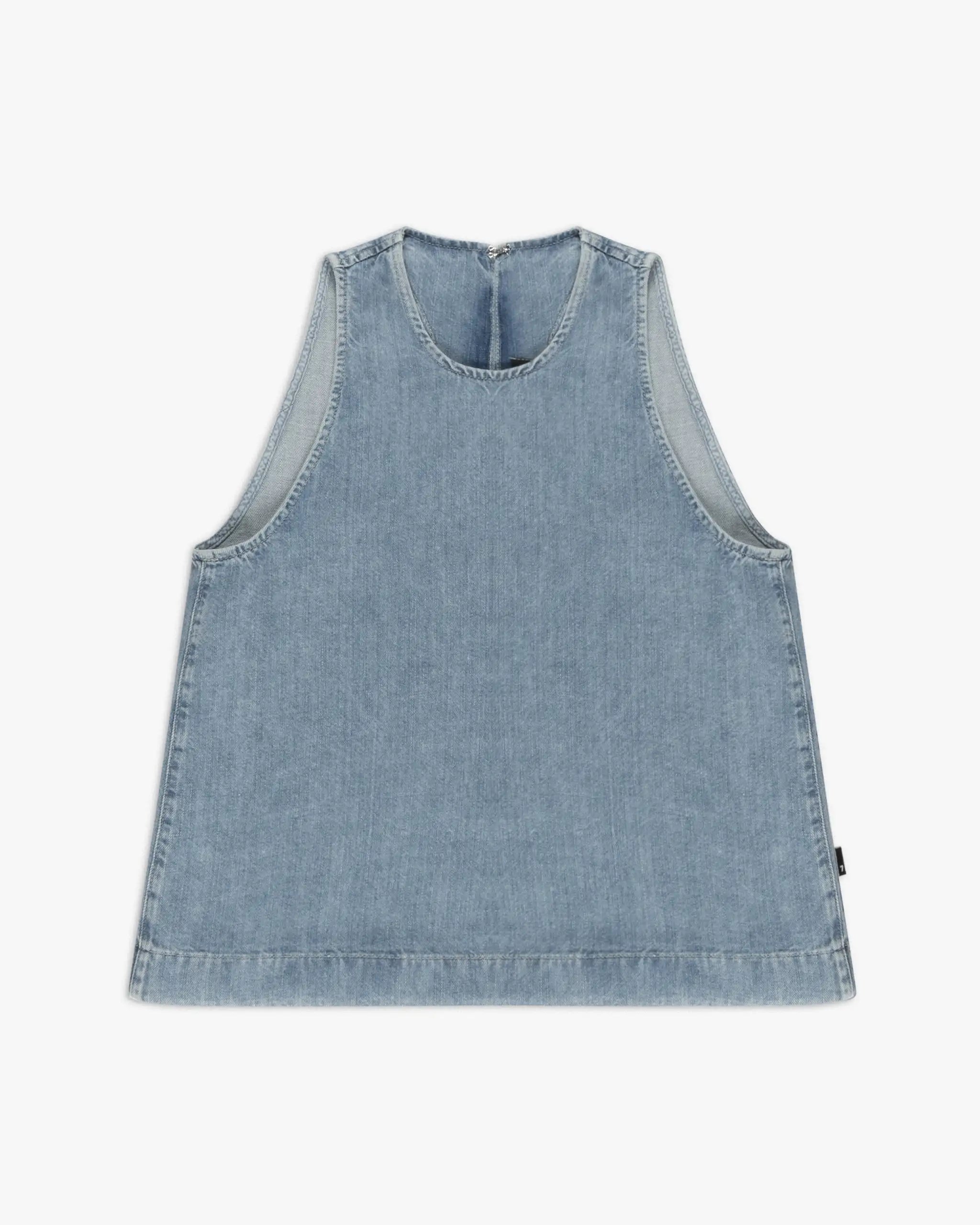 Kansas Blue Sleeveless Cotton Linen Top without Stretch by 7 for All Mankind