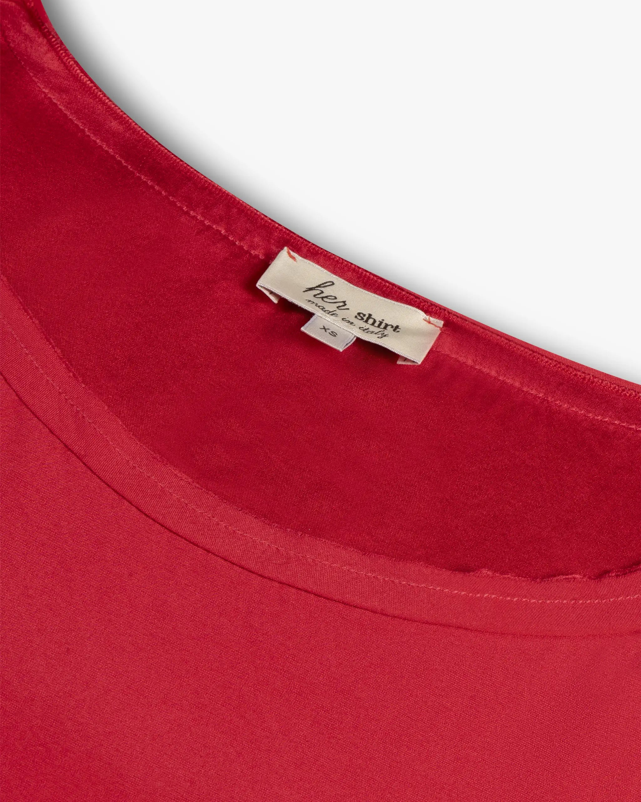 Cherry red Left T-shirt made of silk stretch satin by Her Shirt