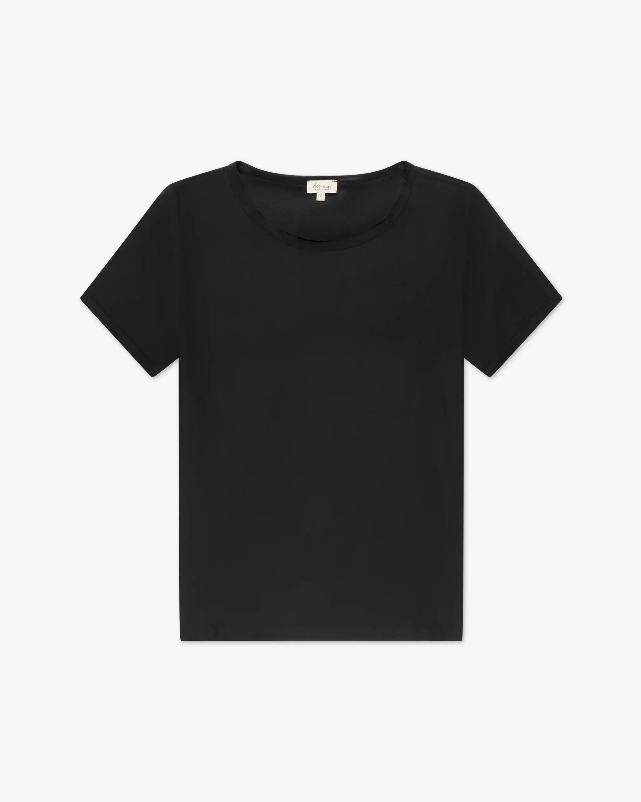 Black Left T-Shirt made of silk stretch satin by Her Shirt 