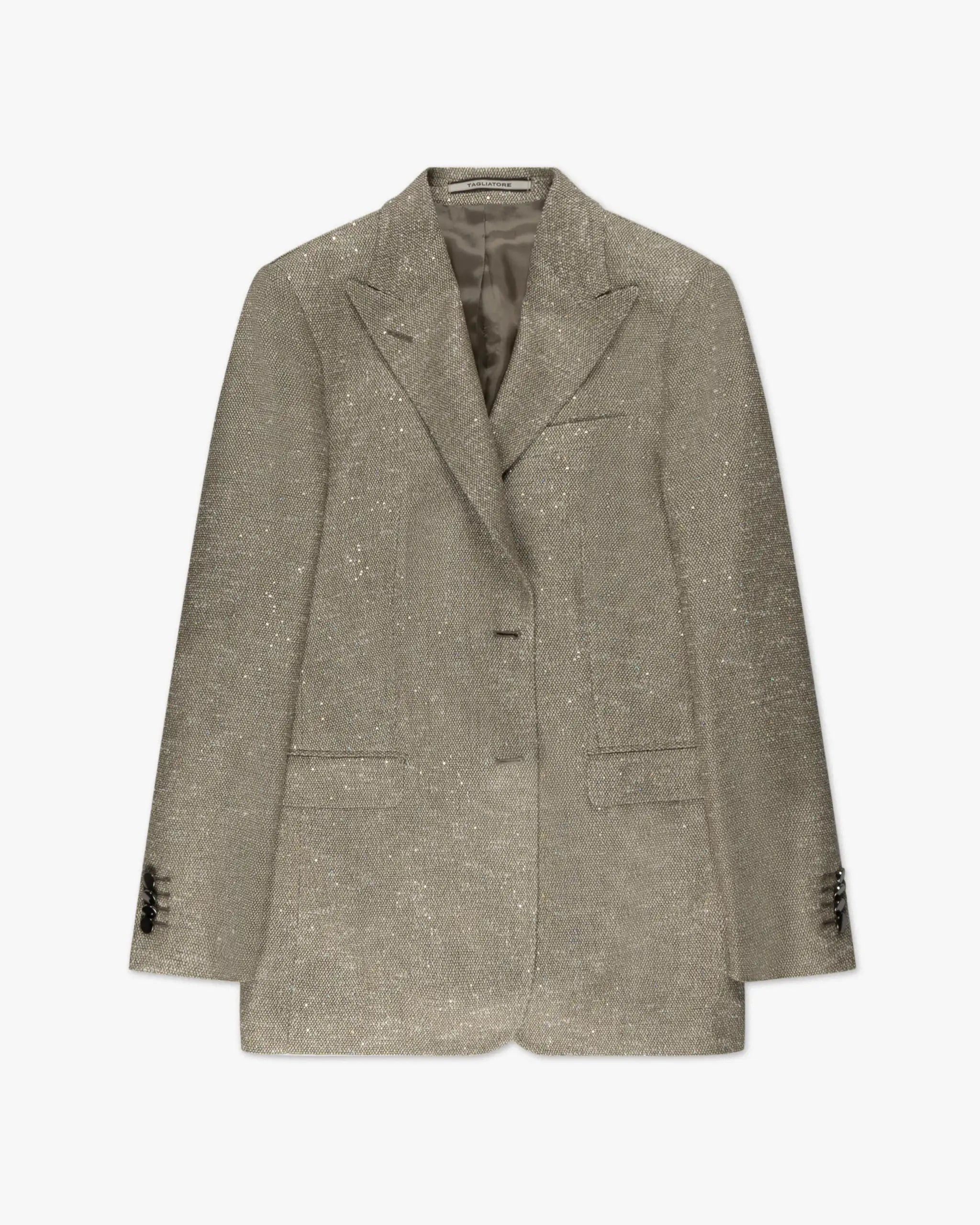 Taupe Girlfriend All Over Pailletten Glamour Blazer von Tagliatore