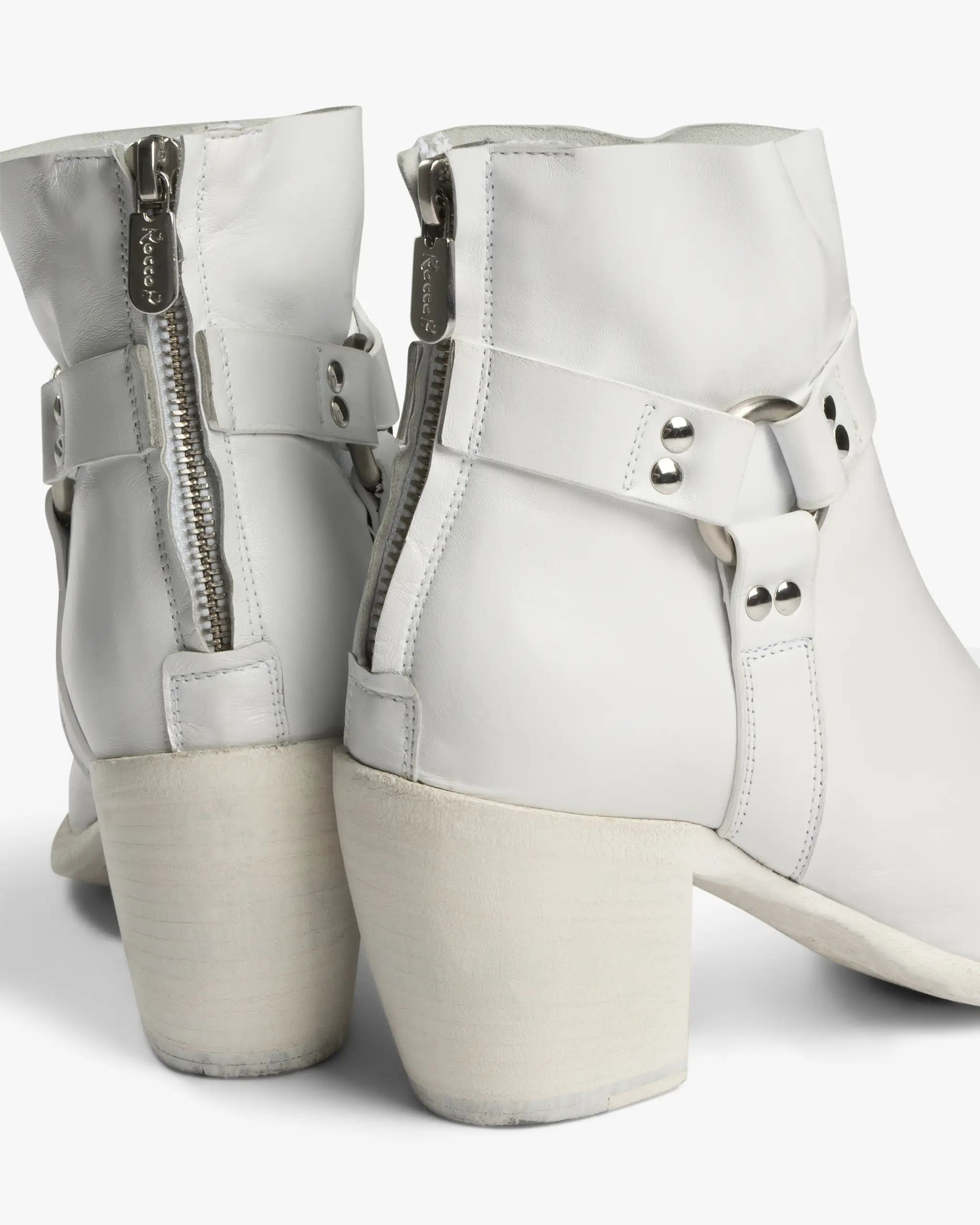 Bianco weißer weicher Nappa Biker Stiefel von Rocco P