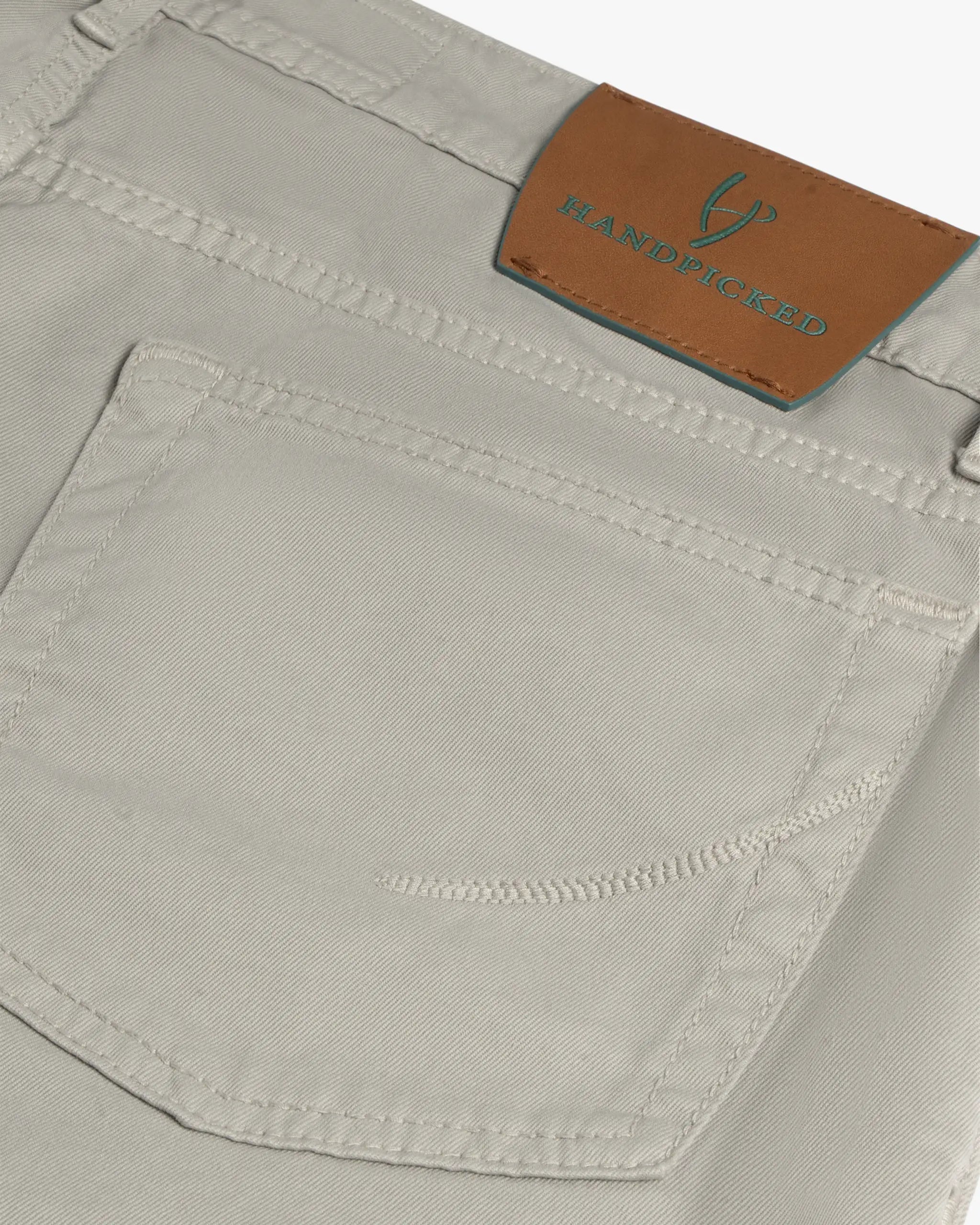 Hellgraue Baumwoll Stretch Gabardine 5 Pocket Hose von Handpicked