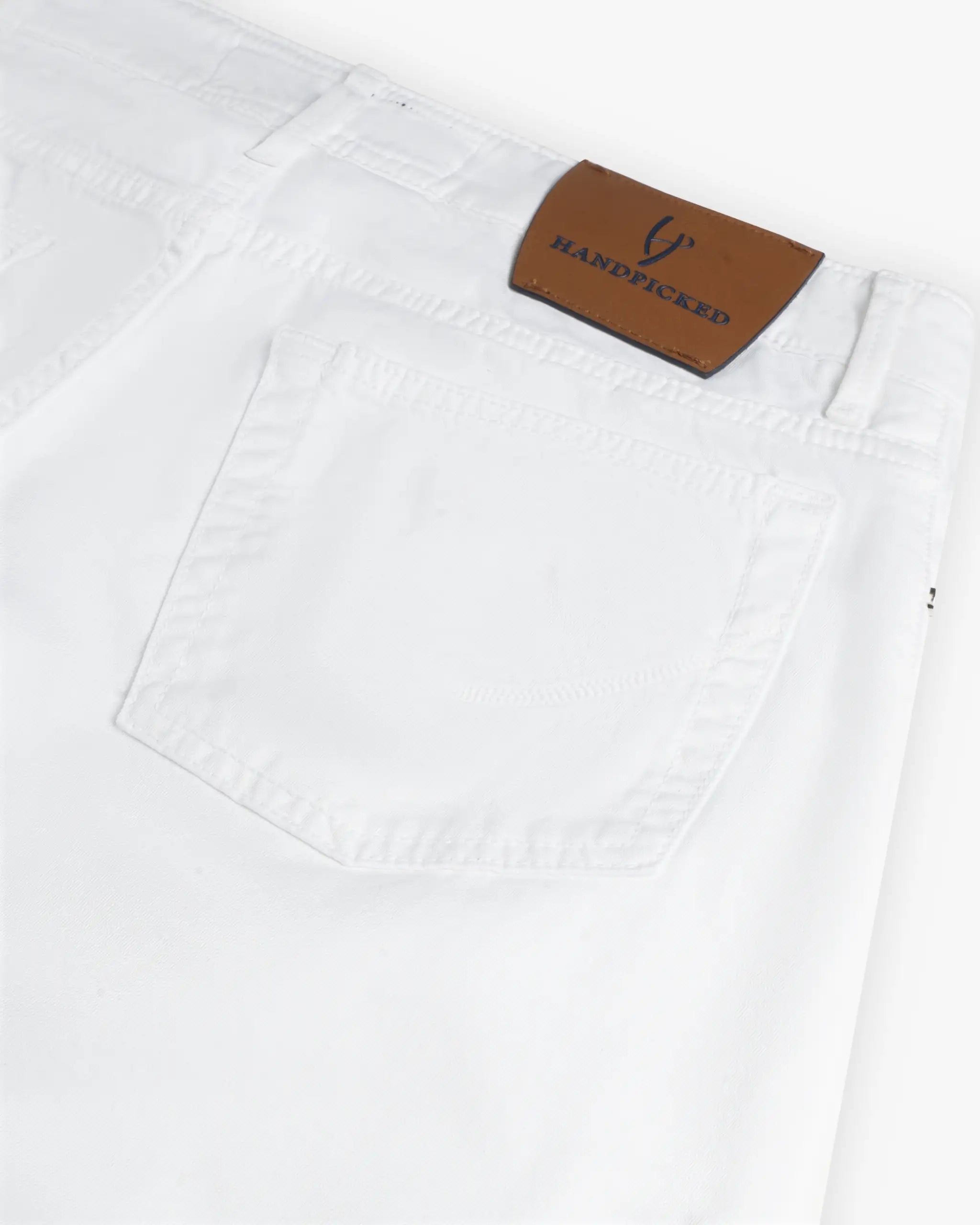 Weiße Baumwoll Stretch Gabardine 5 Pocket Hose von Handpicked