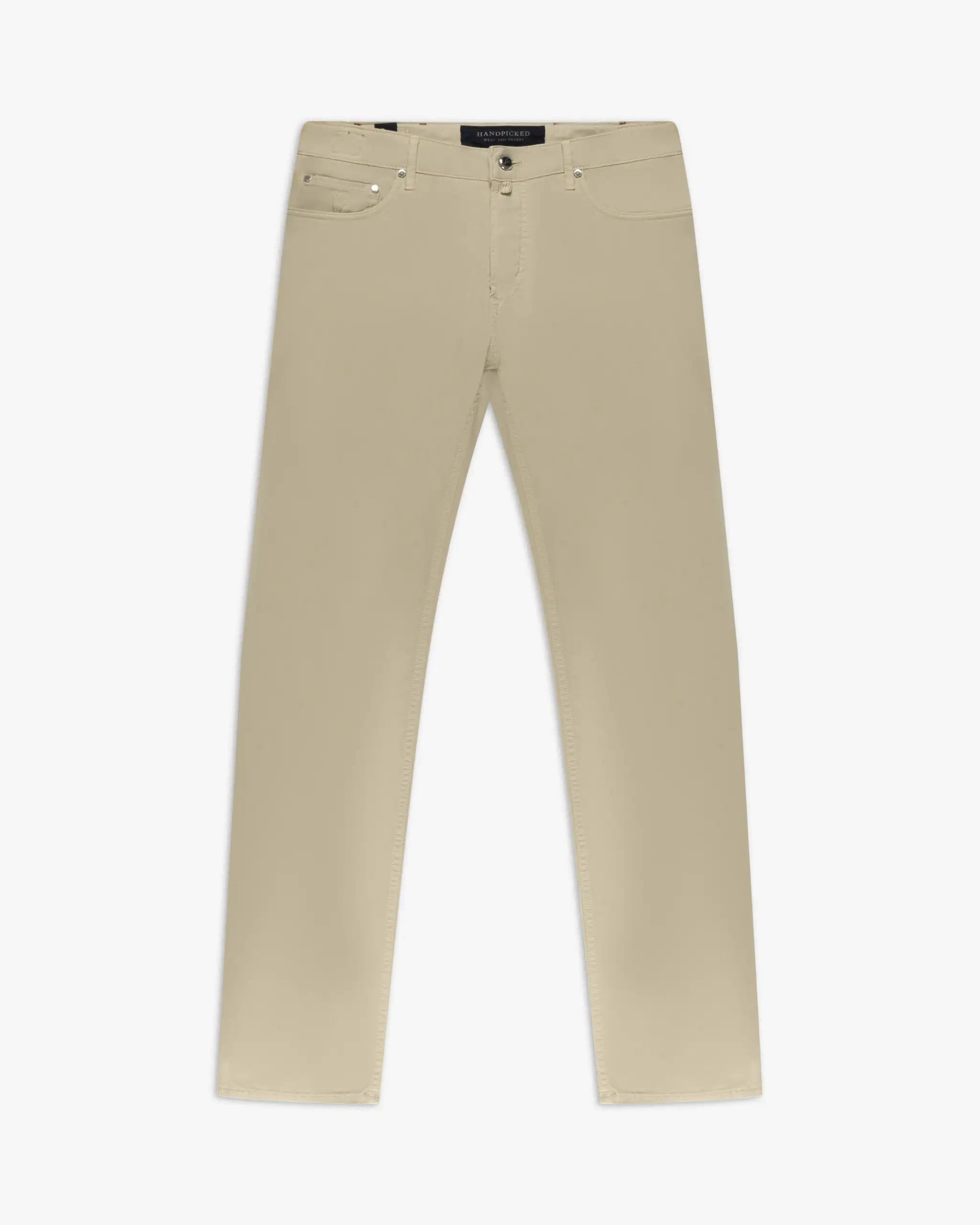 Pergament-sand Baumwoll Stretch Gabardine 5 Pocket Hose von Handpicked