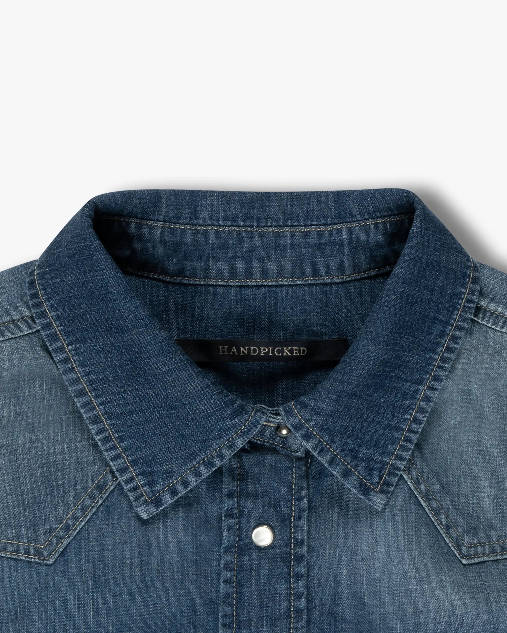 Medium blue Med Wash Texas Denim Shirt by Handpicked 