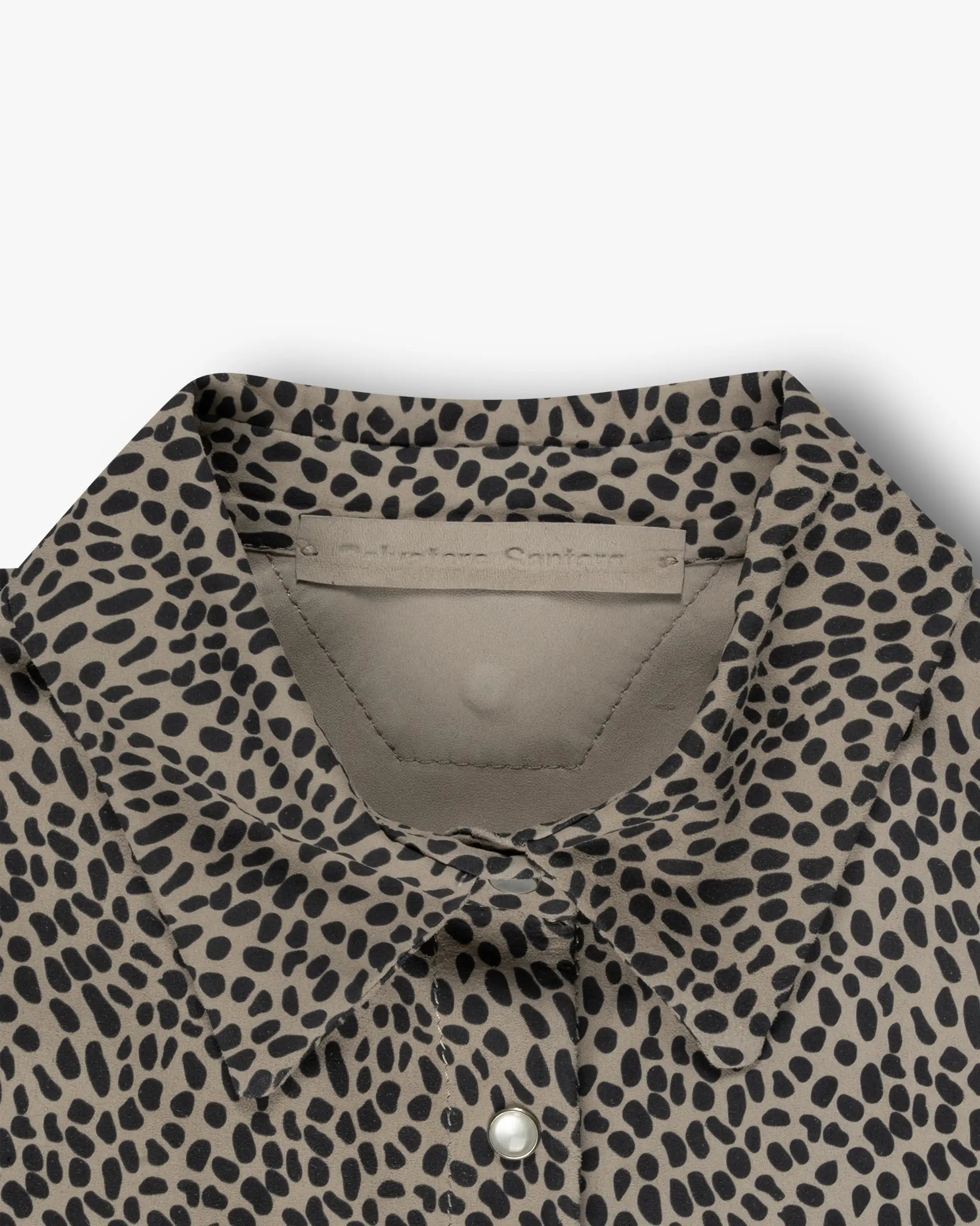 Chea-Ivory Oversized Cheetah Print Lambskin Shirt by Salvatore Santoro