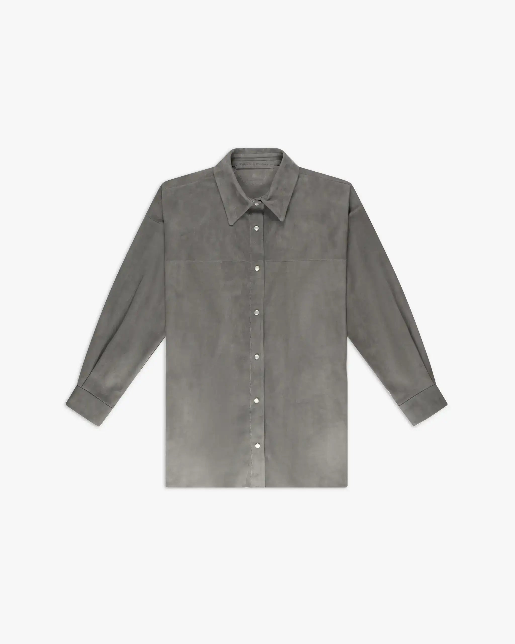 Graues Oversize Shirt aus Lamp Leather in Unifarbe von Salvatore Santoro