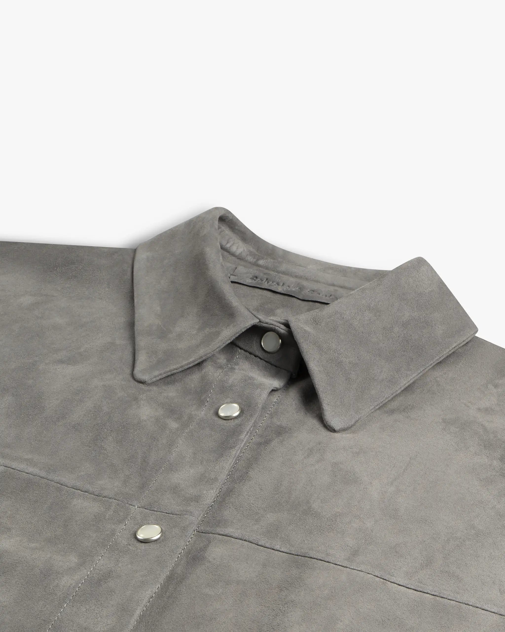 Graues Oversize Shirt aus Lamp Leather in Unifarbe von Salvatore Santoro