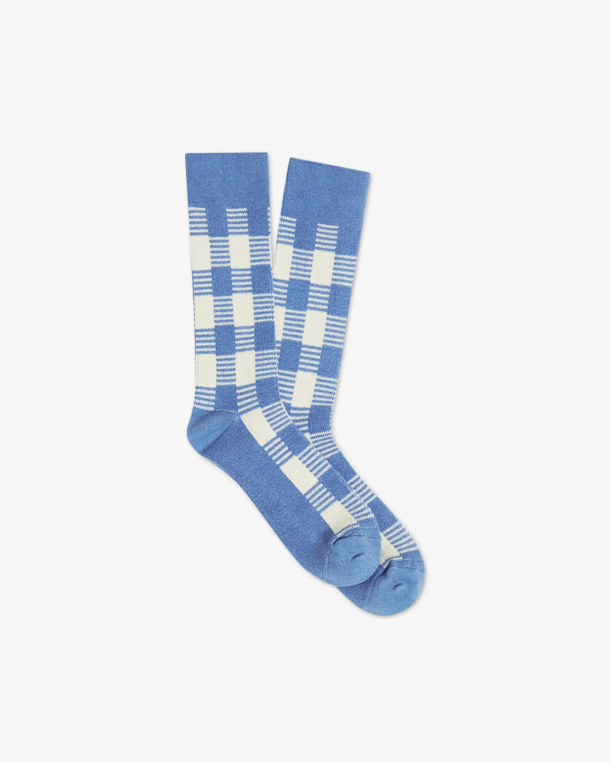 Französisch Blau Creme Gingham Socken von Guest in Residence