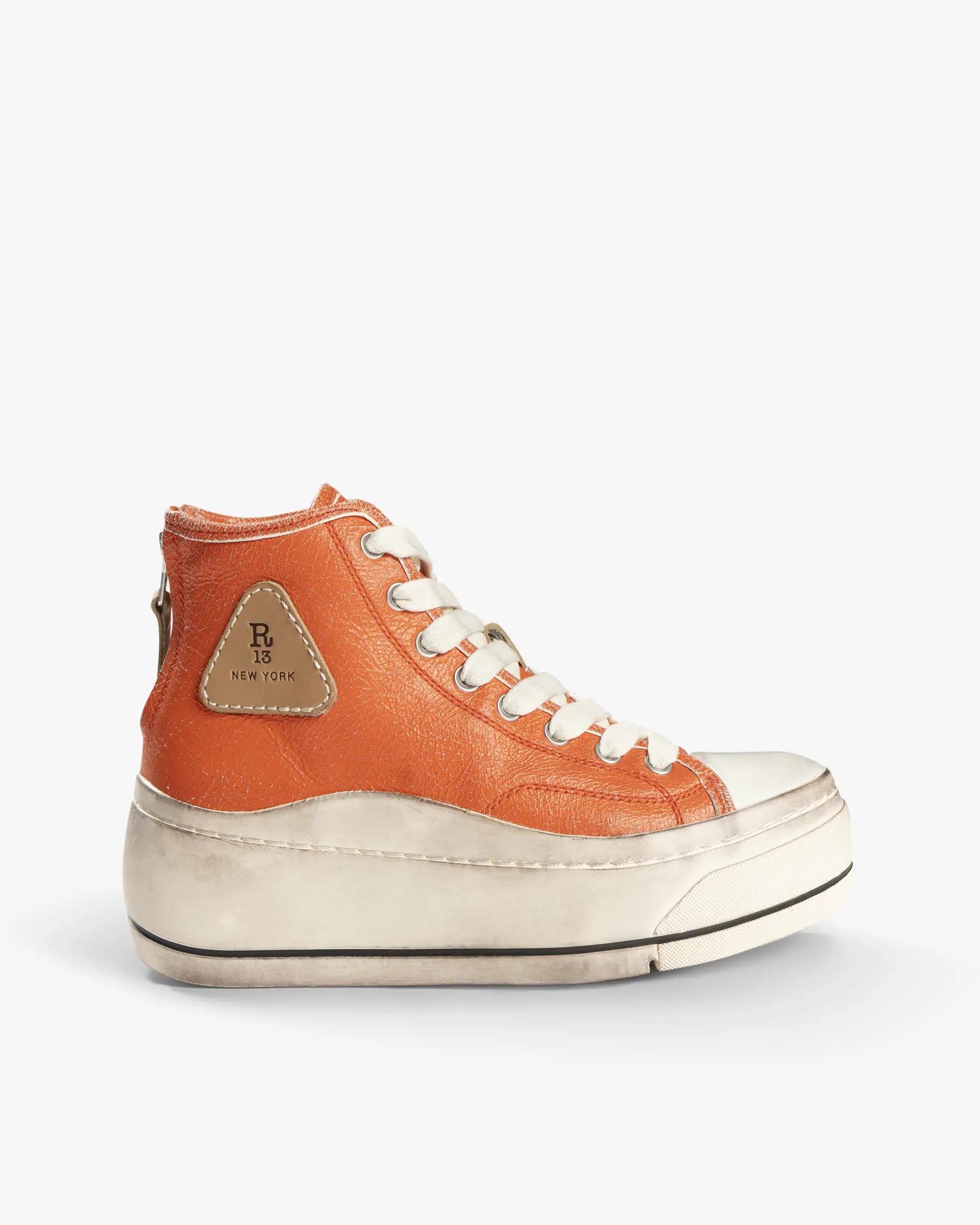 Orange Kurt High Top Sneakers with Light Blue Trim from R13 New York