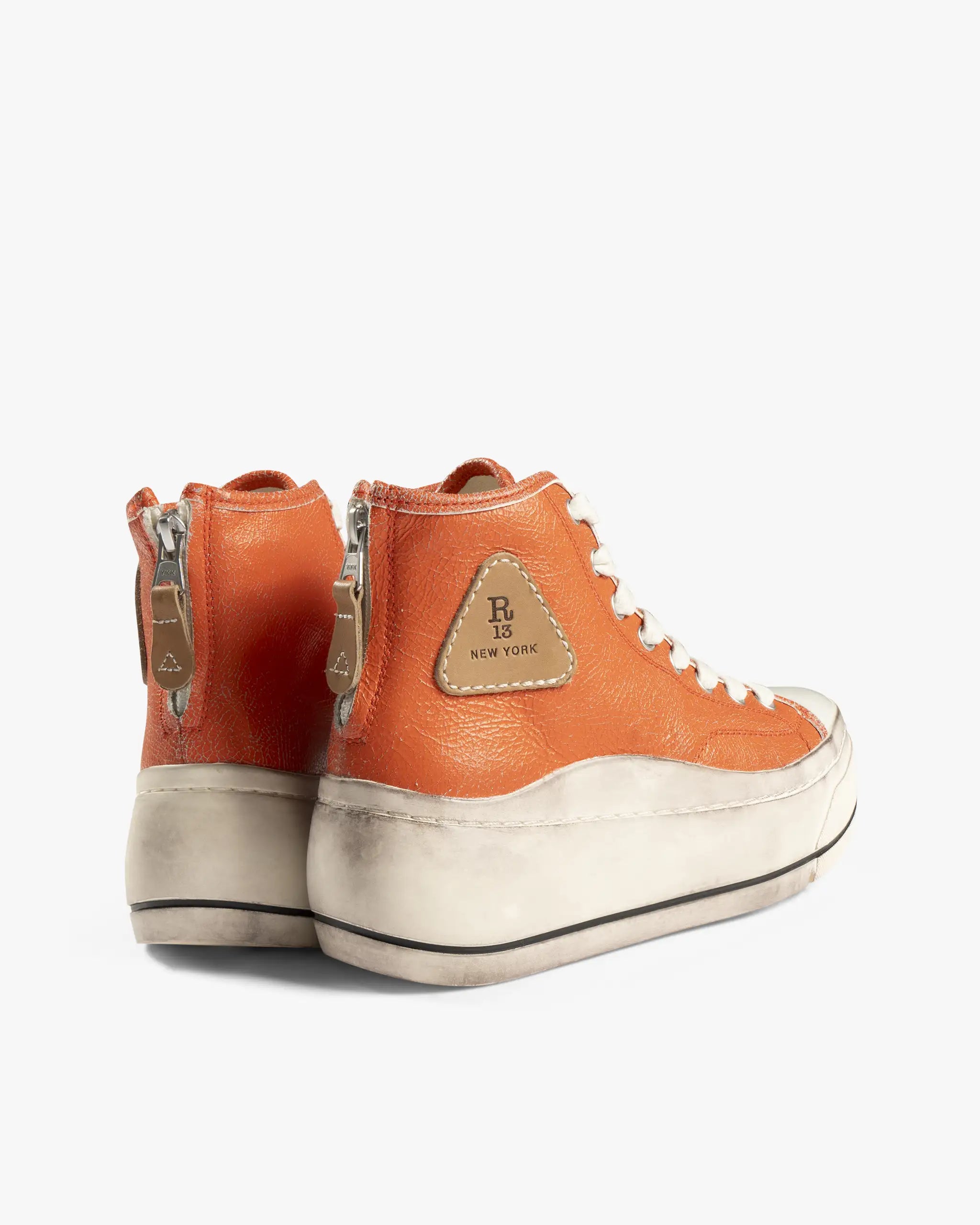 Orange Kurt High Top Sneakers with Light Blue Trim from R13 New York