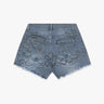 Blau - Denimfarbene Blumenbestickte Stretch - Denim - Hotpants von MR 61 - Denim MR61