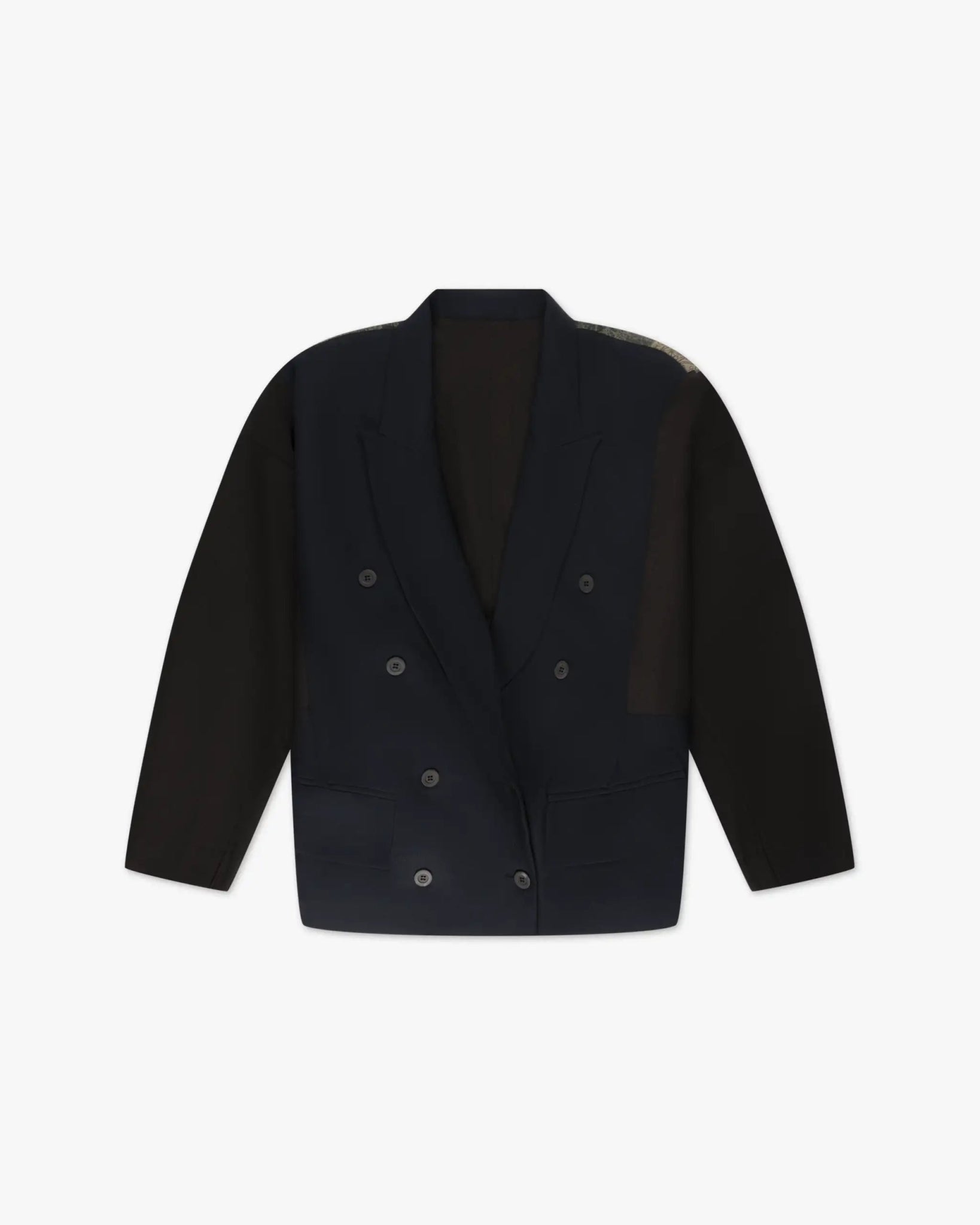 Blau - schwarzer Oversize Seide Wolle Jacquard Blazer von Ibrigu - Blazers IBRIGU