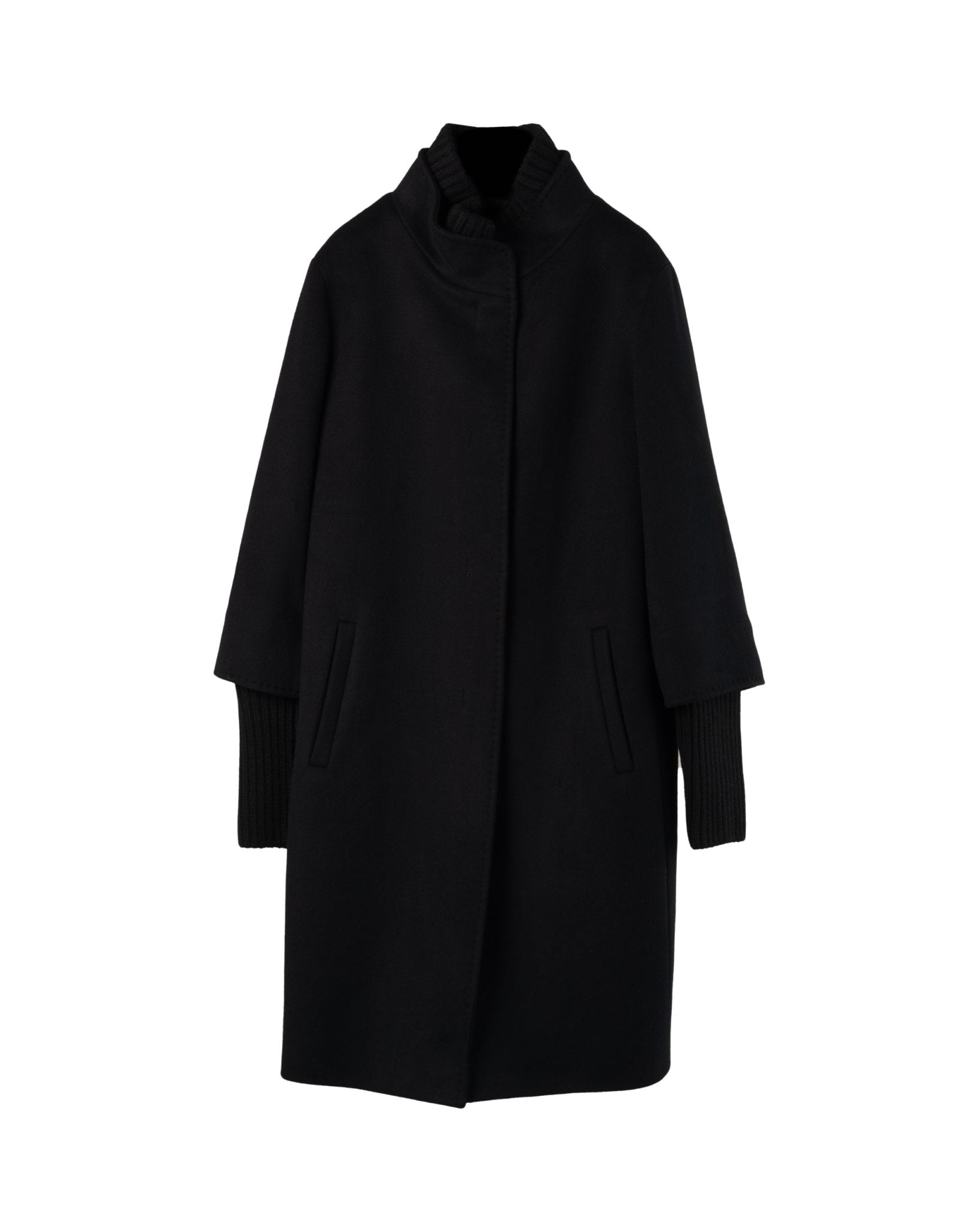 CINZIA ROCCA | 95CM KNITTED TRIM BIELLA - WOOL COAT - Coats & Jackets CINZIA ROCCIA