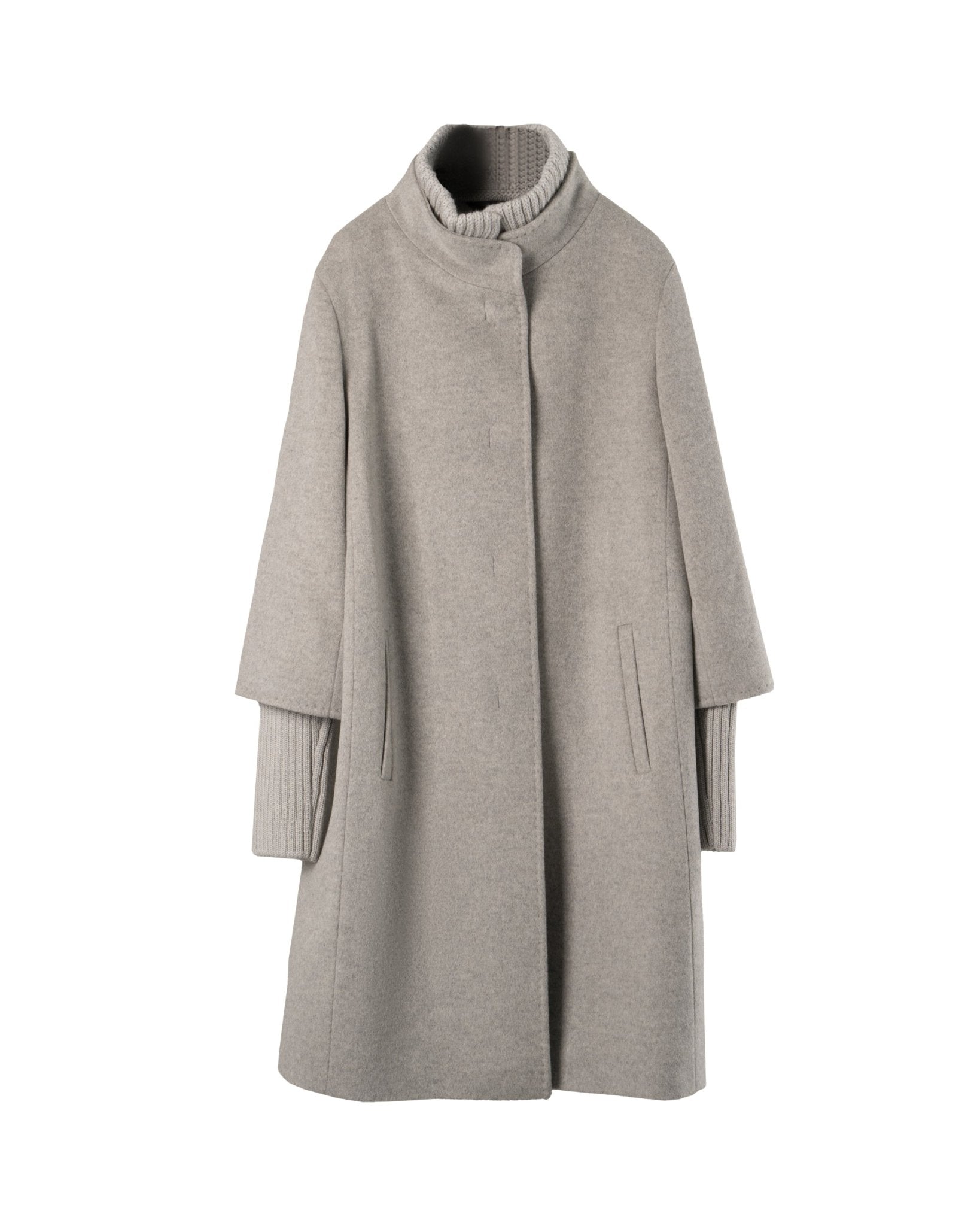 CINZIA ROCCA | 95CM KNITTED TRIM BIELLA - WOOL COAT - Coats & Jackets CINZIA ROCCIA