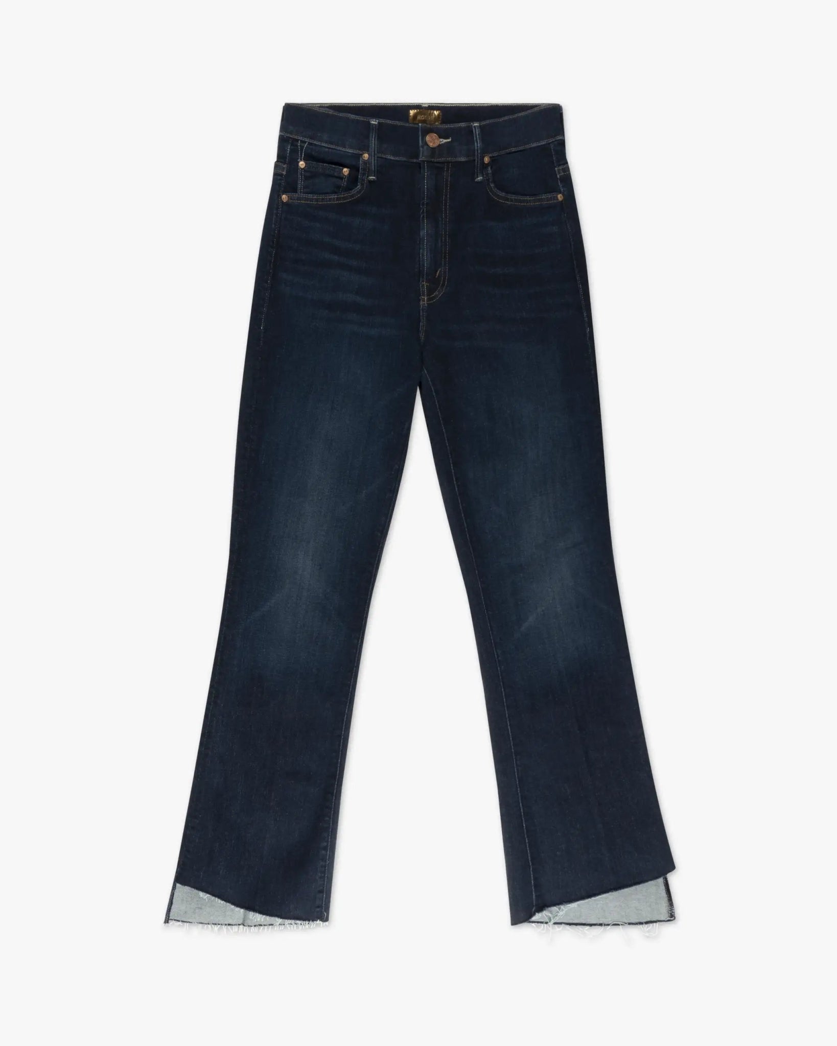 Dunkelblaue Insider Cropped Jeans mit offenem Saum von Mother - Denim MOTHER