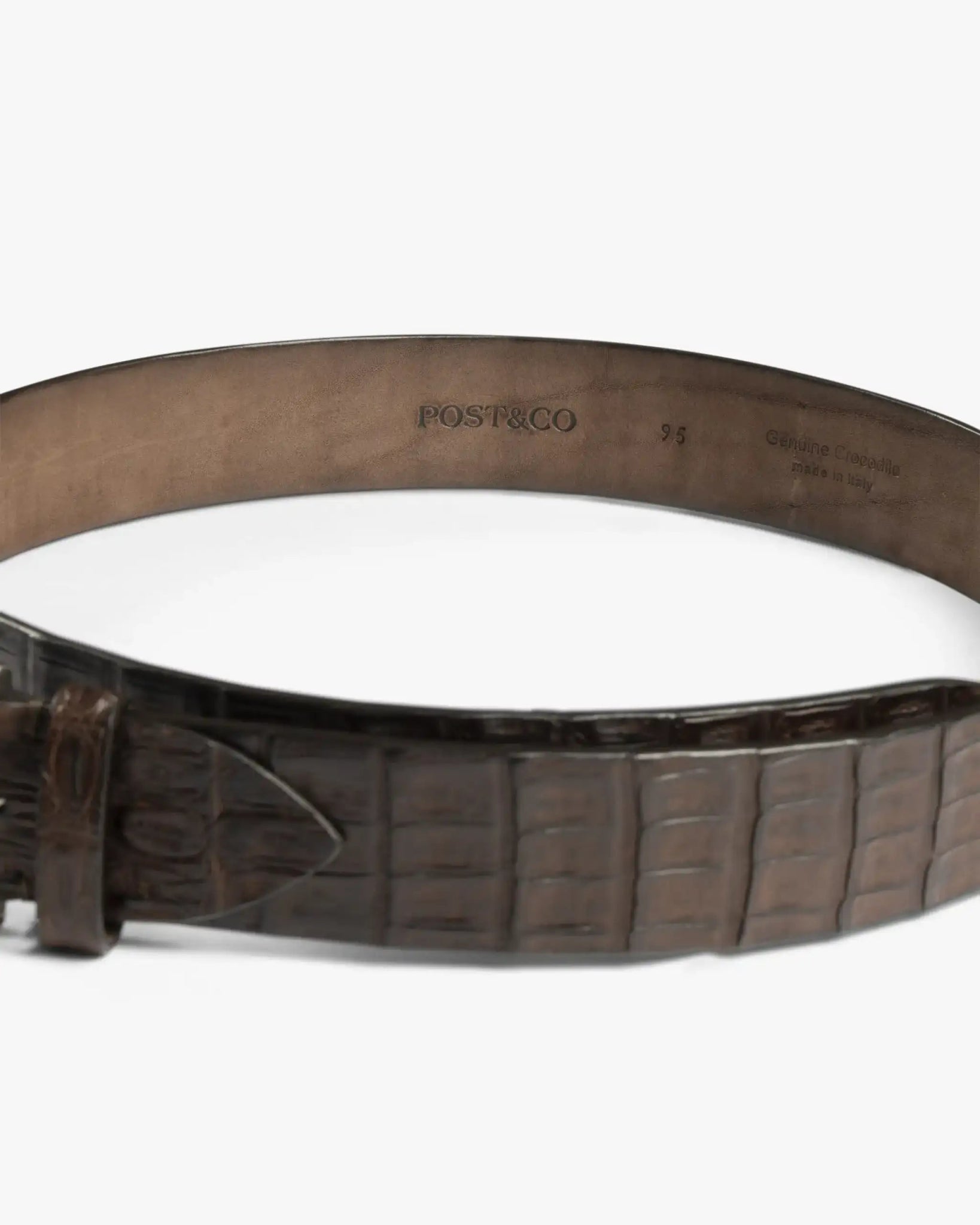 Dunkelbrauner 4CM Verstellbarer Gürtel aus Krokodilschwanzleder von Post & Co - Belts POST & CO