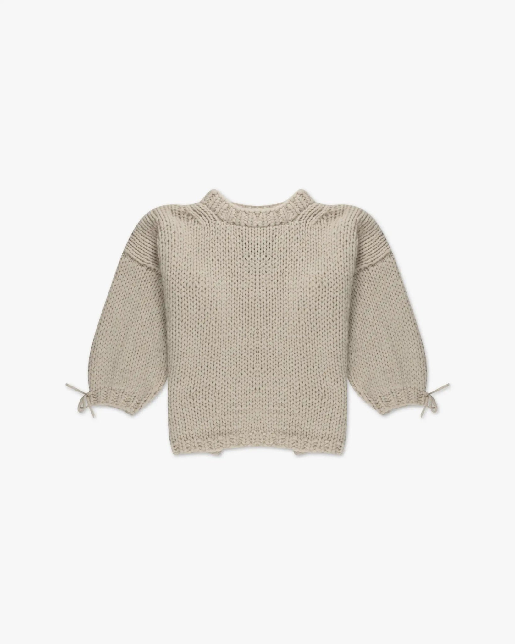 Ecru farbener Crewneck Pullover aus Baby Merinowolle mit verkürzten Ärmeln von Ilona von Preuschen - Knitwear Ilona von Preuschen