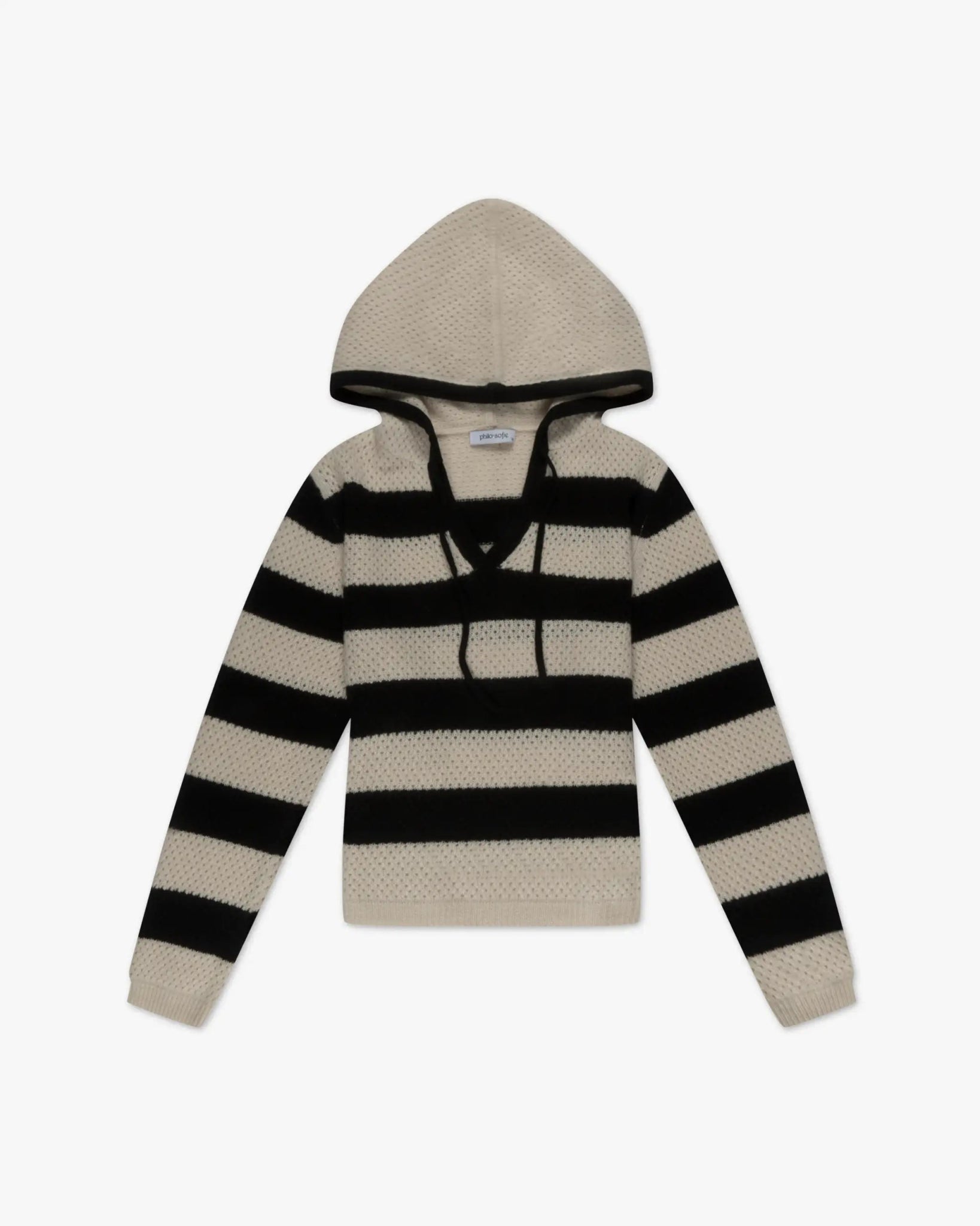 Eierschalfarbener Striped Mesh Kapuzenpullover von Philo Sofie - Knitwear PHILO - SOFIE