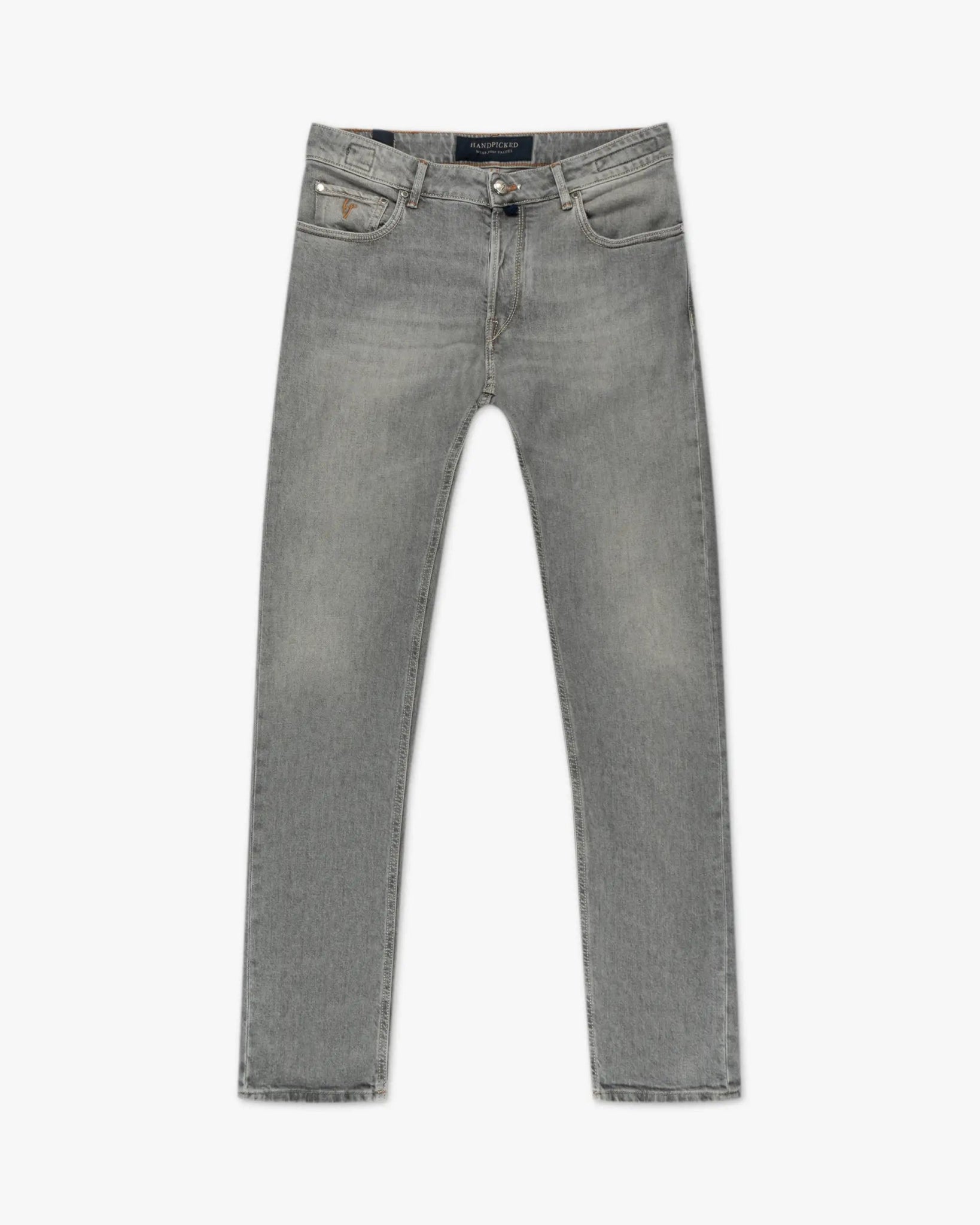 Grau Stretch Denim 5 - Pocket mit Kamel - Besatz von Handpicked - Denim HANDPICKED