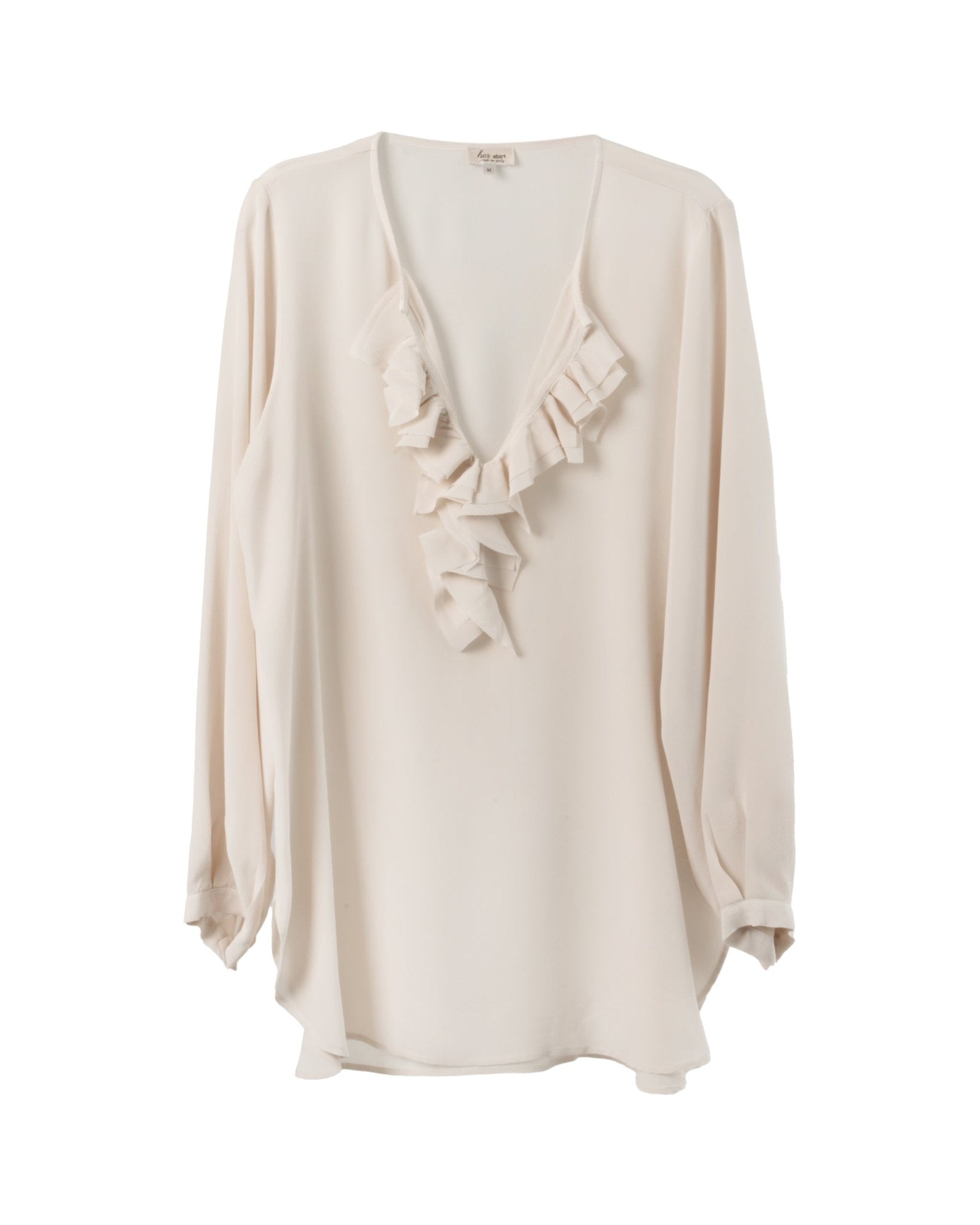 HER SHIRT | PURE SILK CREPE RUFFLES BLOUSE - Blouses HER SHIRT