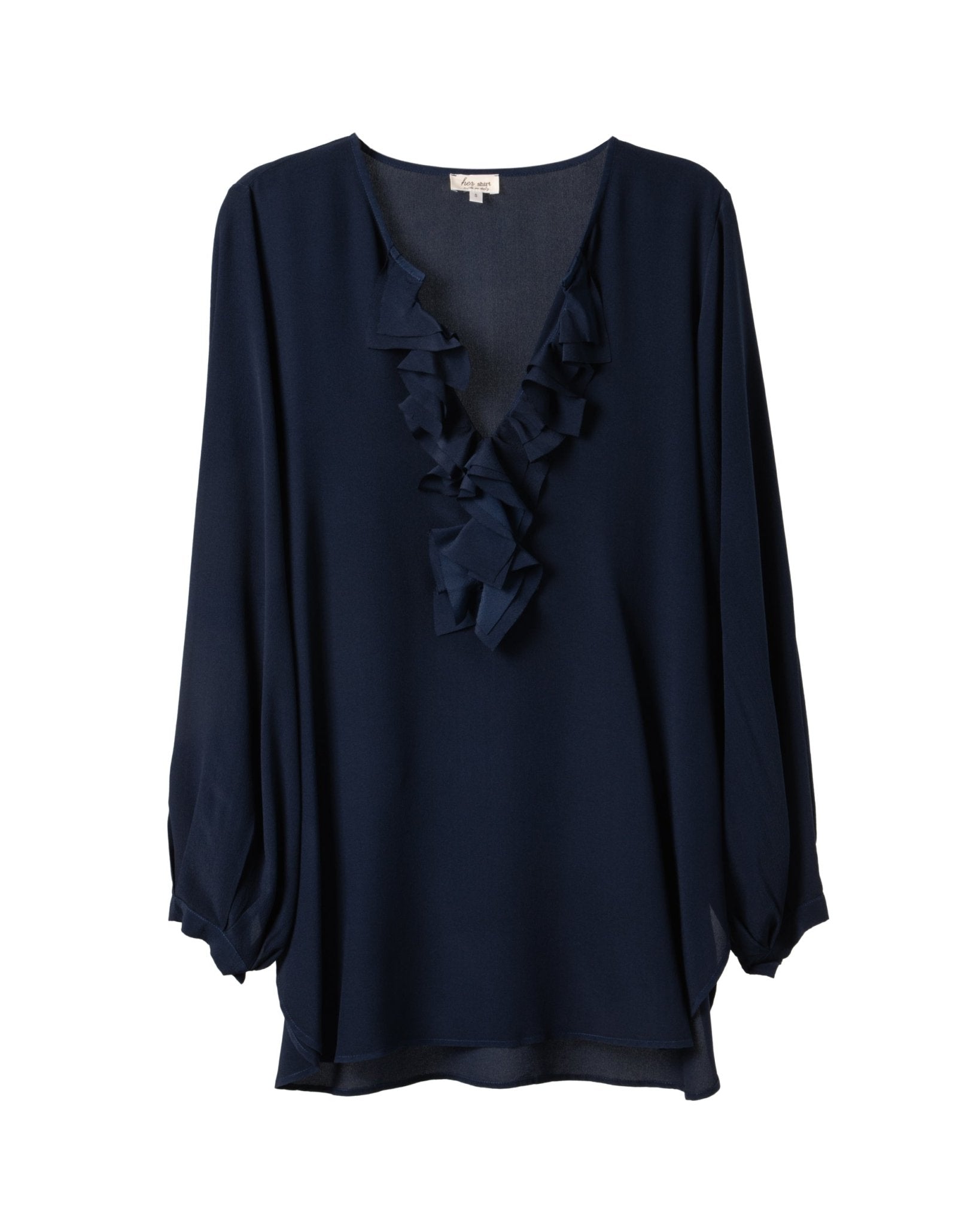 HER SHIRT | PURE SILK CREPE RUFFLES BLOUSE - Blouses HER SHIRT