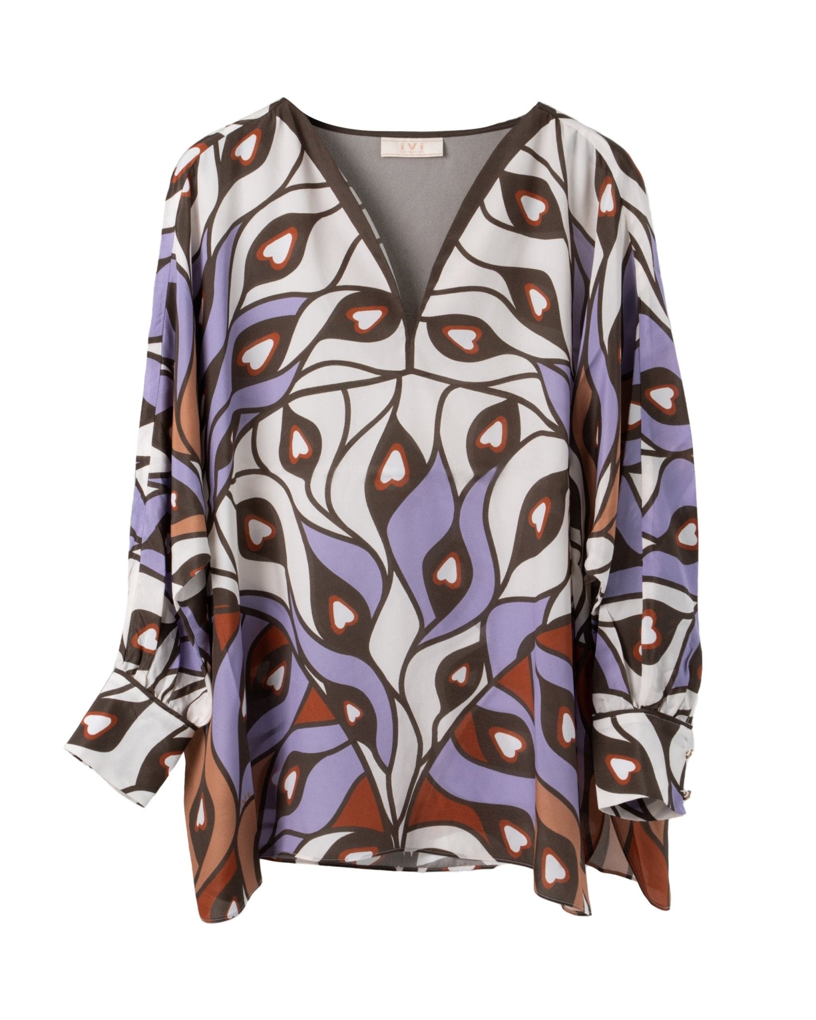 IVI COLLECTION | SILK - VISCOSE - STRETCH V - TUNIC - Blouses IVI Collection