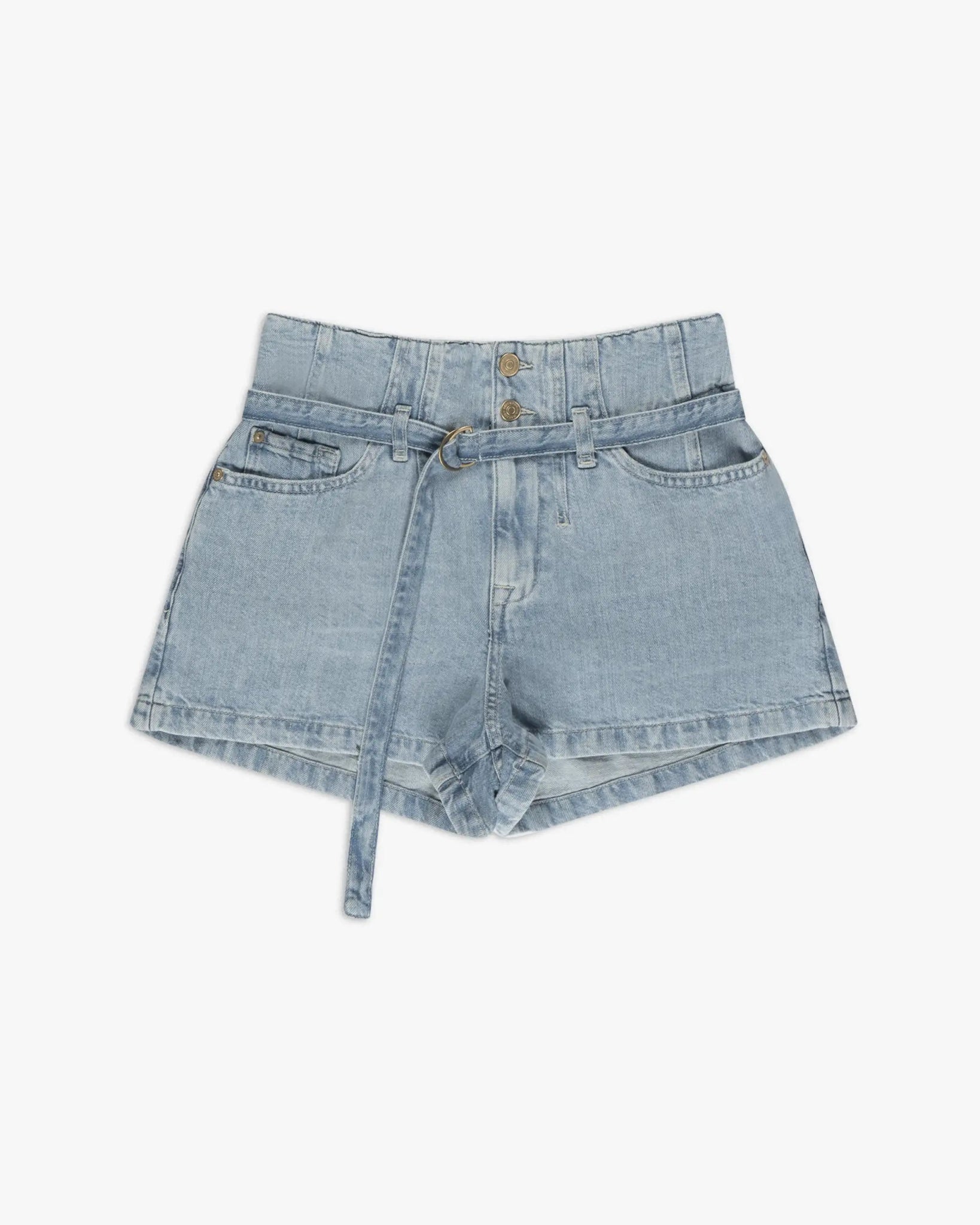 Kansas Blaue Gürtel Baumwoll Leinen Shorts ohne Stretch von 7 for All Mankind - Shorts 7 FOR ALL