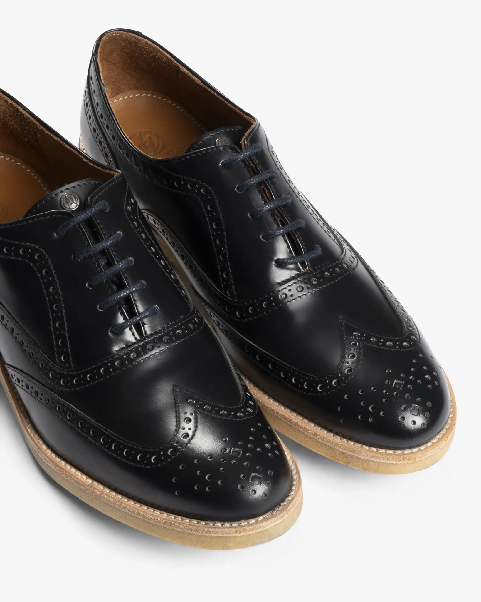 Marinefarbener Plateau Budapester mit Kreppsohle von Atelier Voisin - Shoes Atelier Voisin