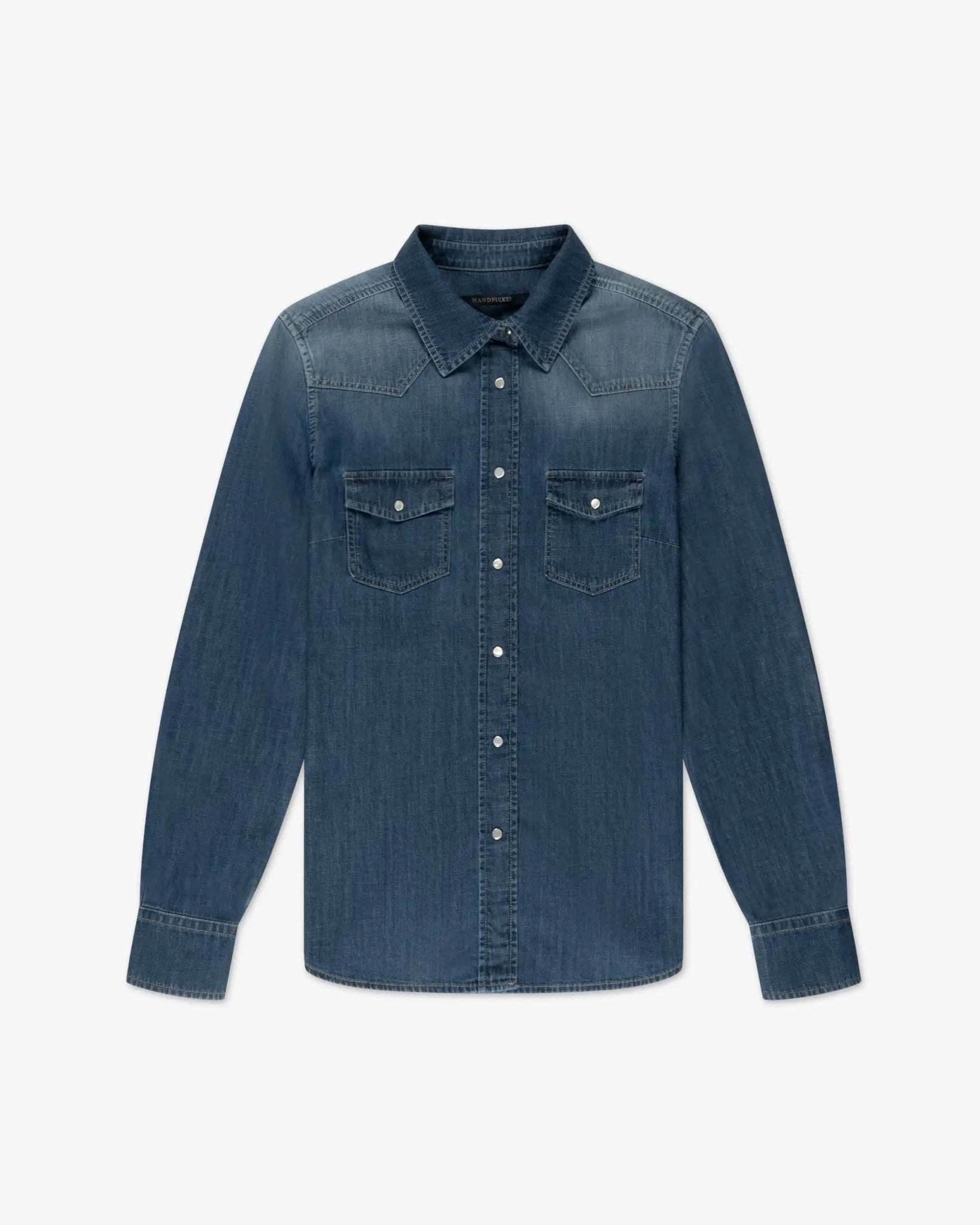 Mittelblaues Med Wash Texas Denim Hemd von Handpicked - Shirts HANDPICKED