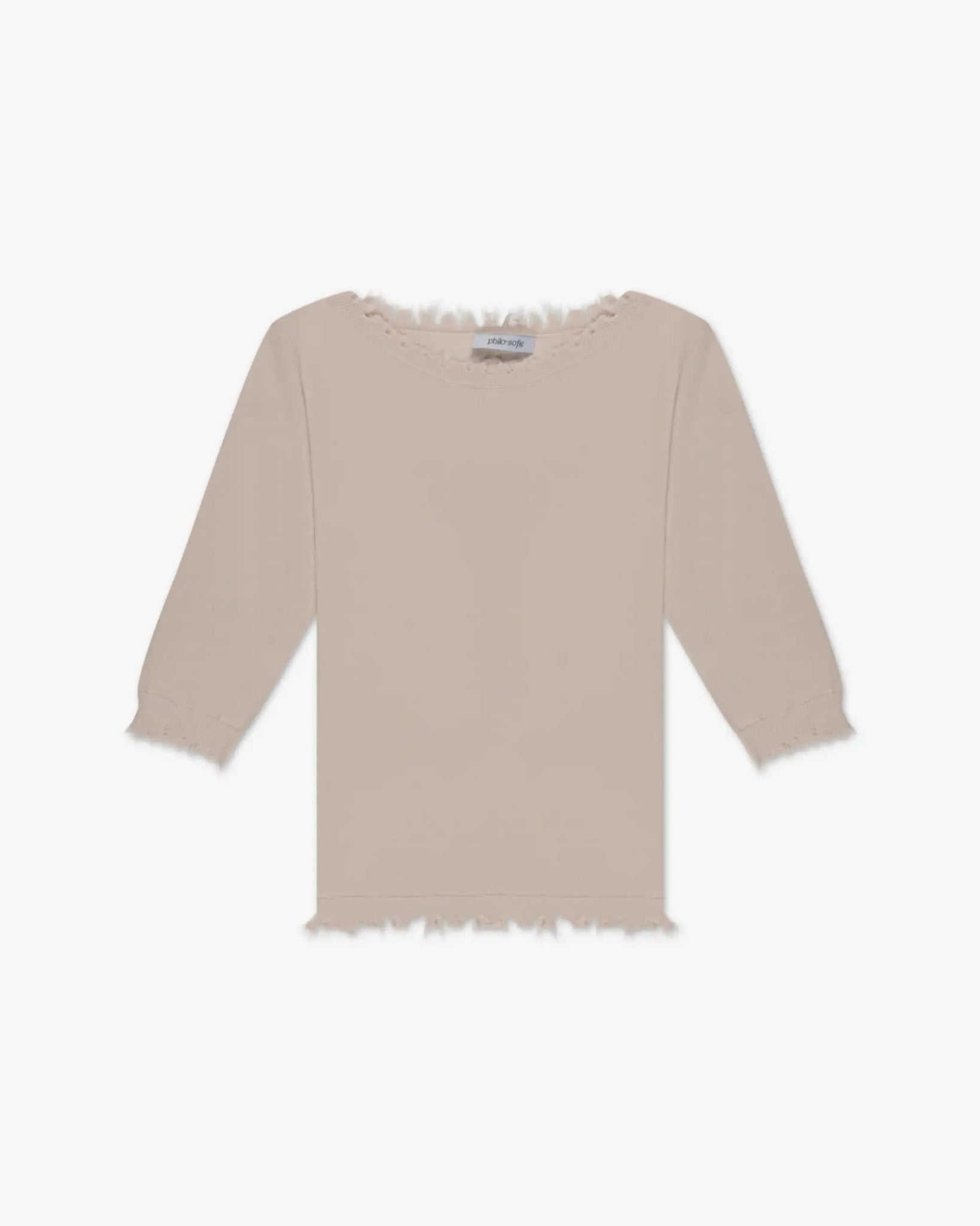 Puderrosanes distressed Rundhals 3/4 Ärmel Shirt von Philo Sofie - Knitwear PHILO - SOFIE