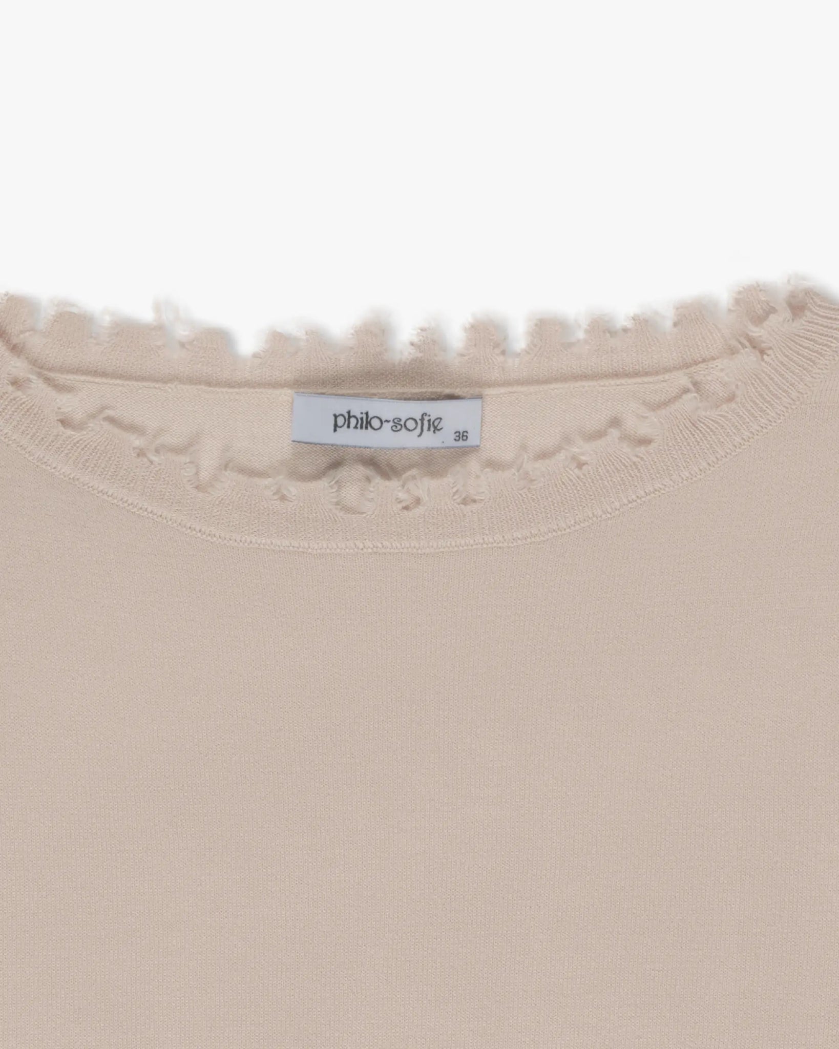 Puderrosanes distressed Rundhals 3/4 Ärmel Shirt von Philo Sofie - Knitwear PHILO - SOFIE