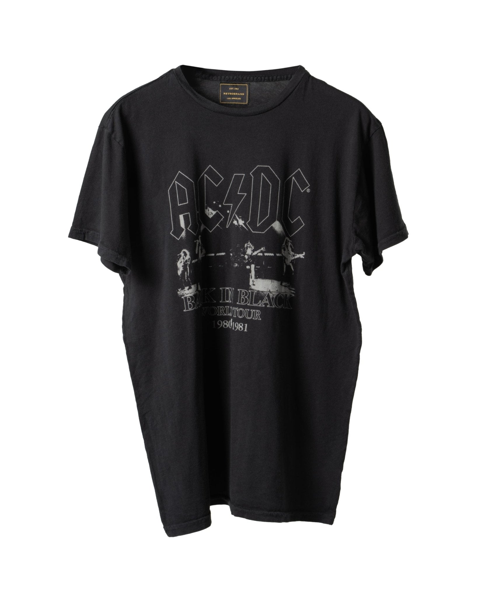 RETRO BRAND | FULL LENGTH US COTTON TEE WITH ACDC PRINT-Shirts RETRO BRANDS