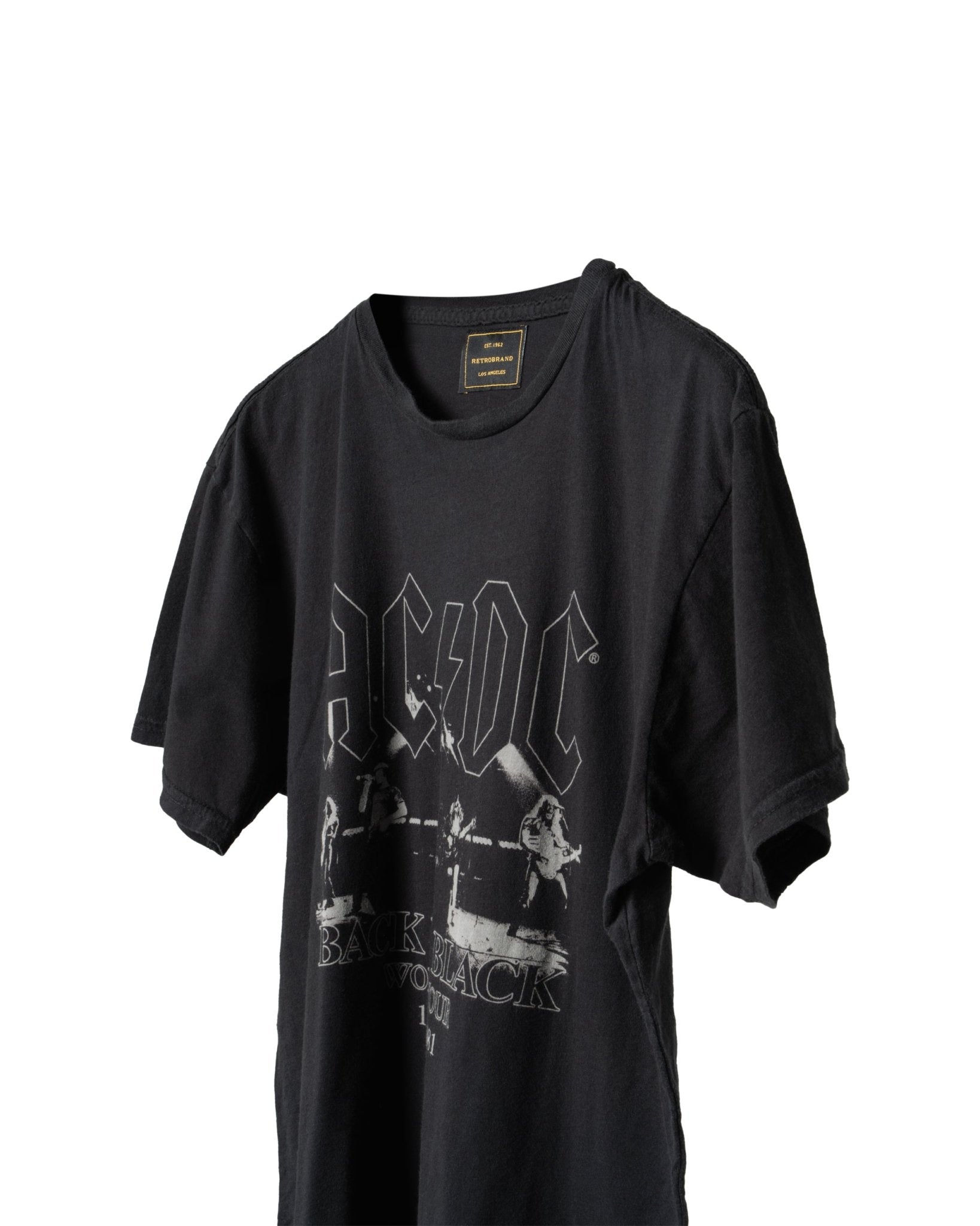 RETRO BRAND | FULL LENGTH US COTTON TEE WITH ACDC PRINT-Shirts RETRO BRANDS