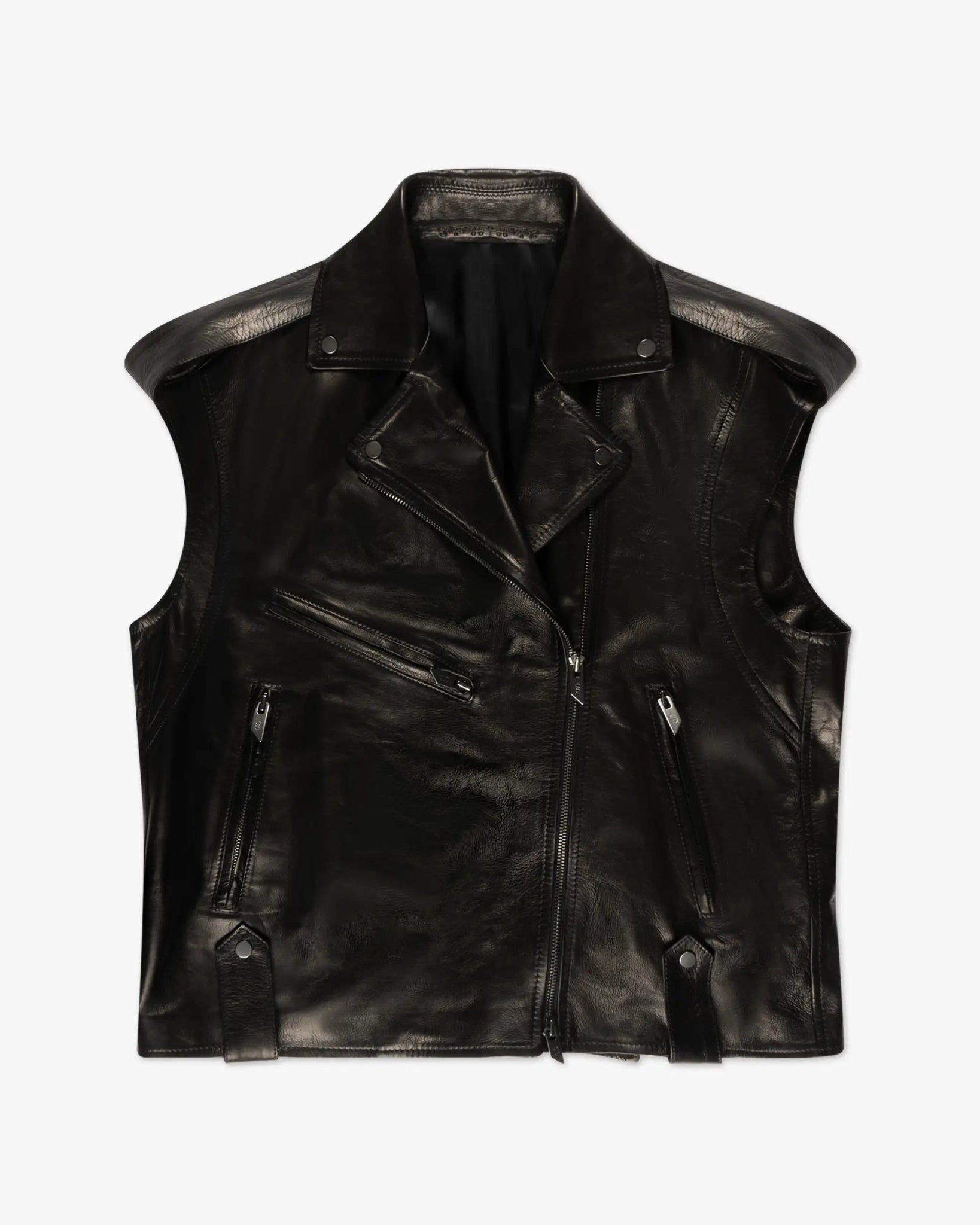 Schwarze Plongee Lammleder Perfecto Bikerweste von Salvatore Santoro - Vests SALVATORE S.