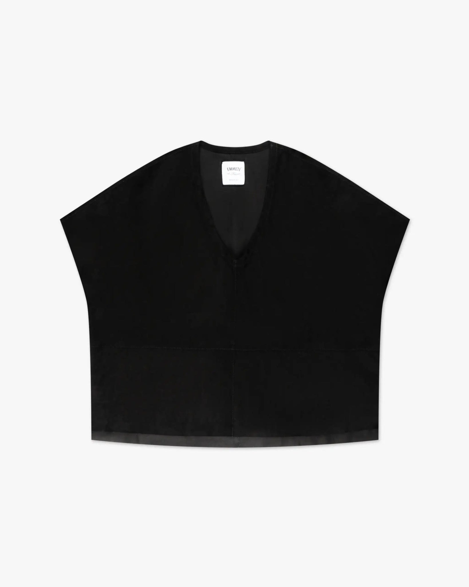 Schwarzes Ungefüttertes Veloursleder V - Shirt von Emmeti - Shirts EMMENTI LEATHER