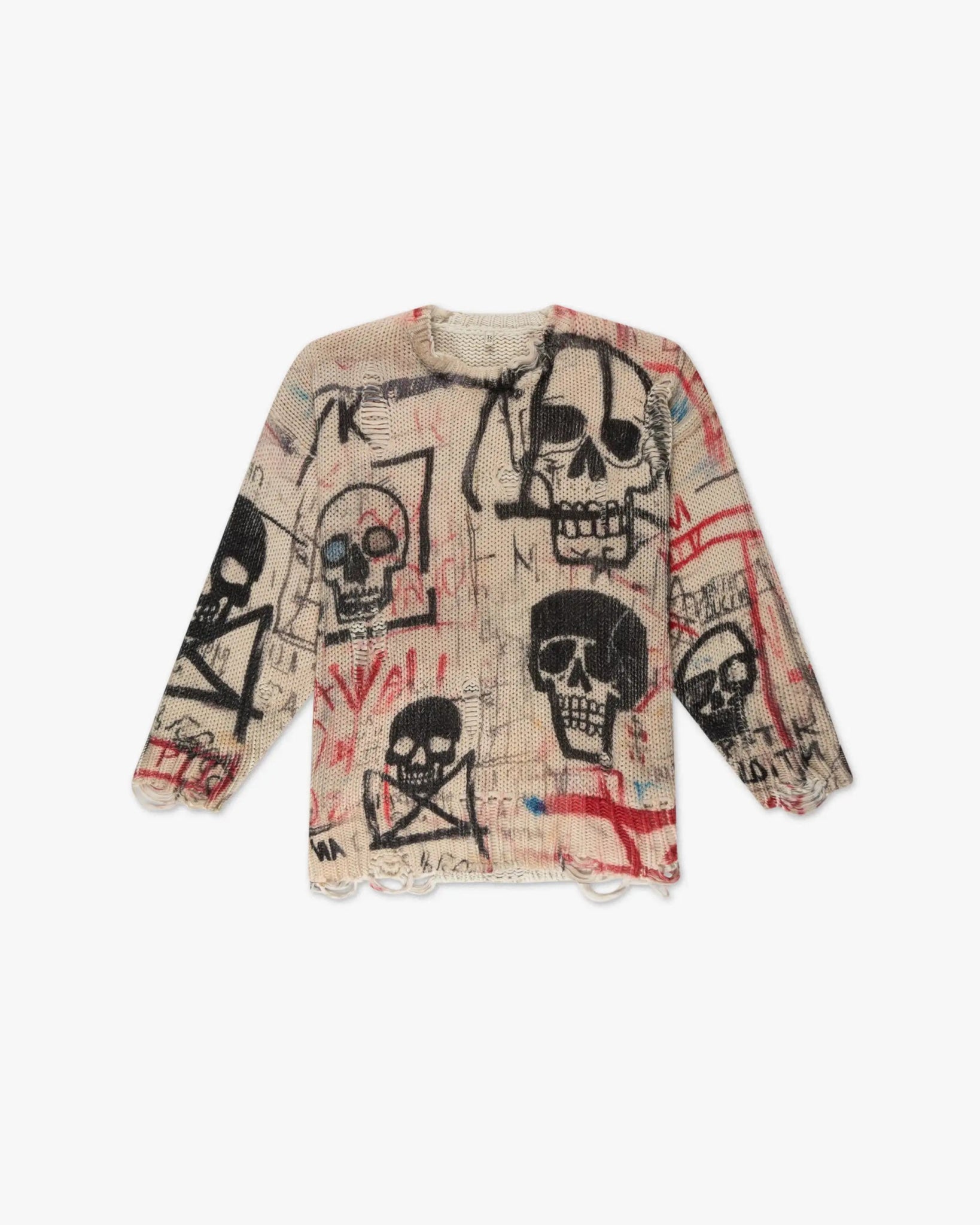 Skull Graffiti Bedruckter Oversize Pullover von R13 New York - Knitwear R13 WOMEN